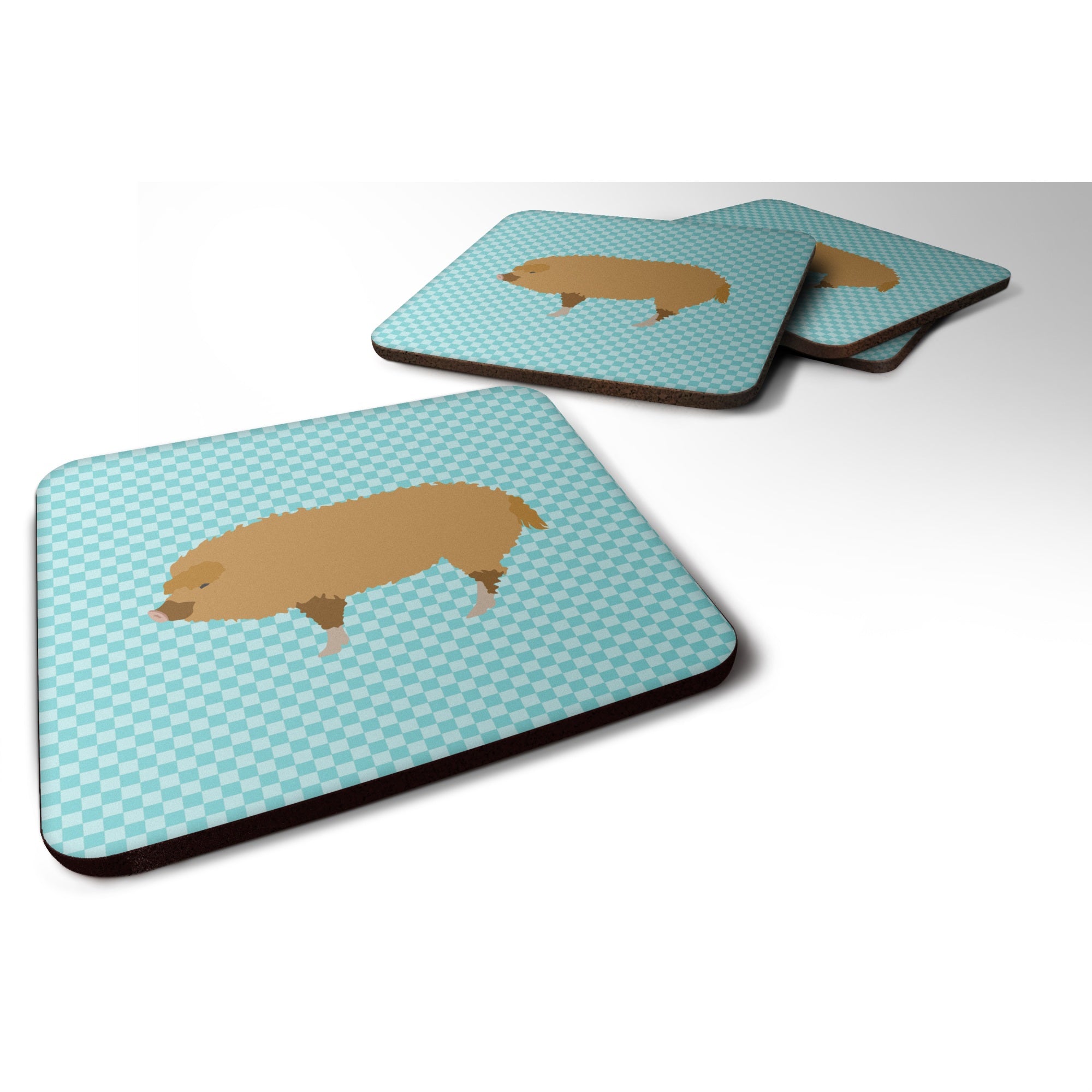 'Caroline'S Treasures Hungarian Mangalica Pig Blue Check Decorative Coasters, 3.5, Multicolor''