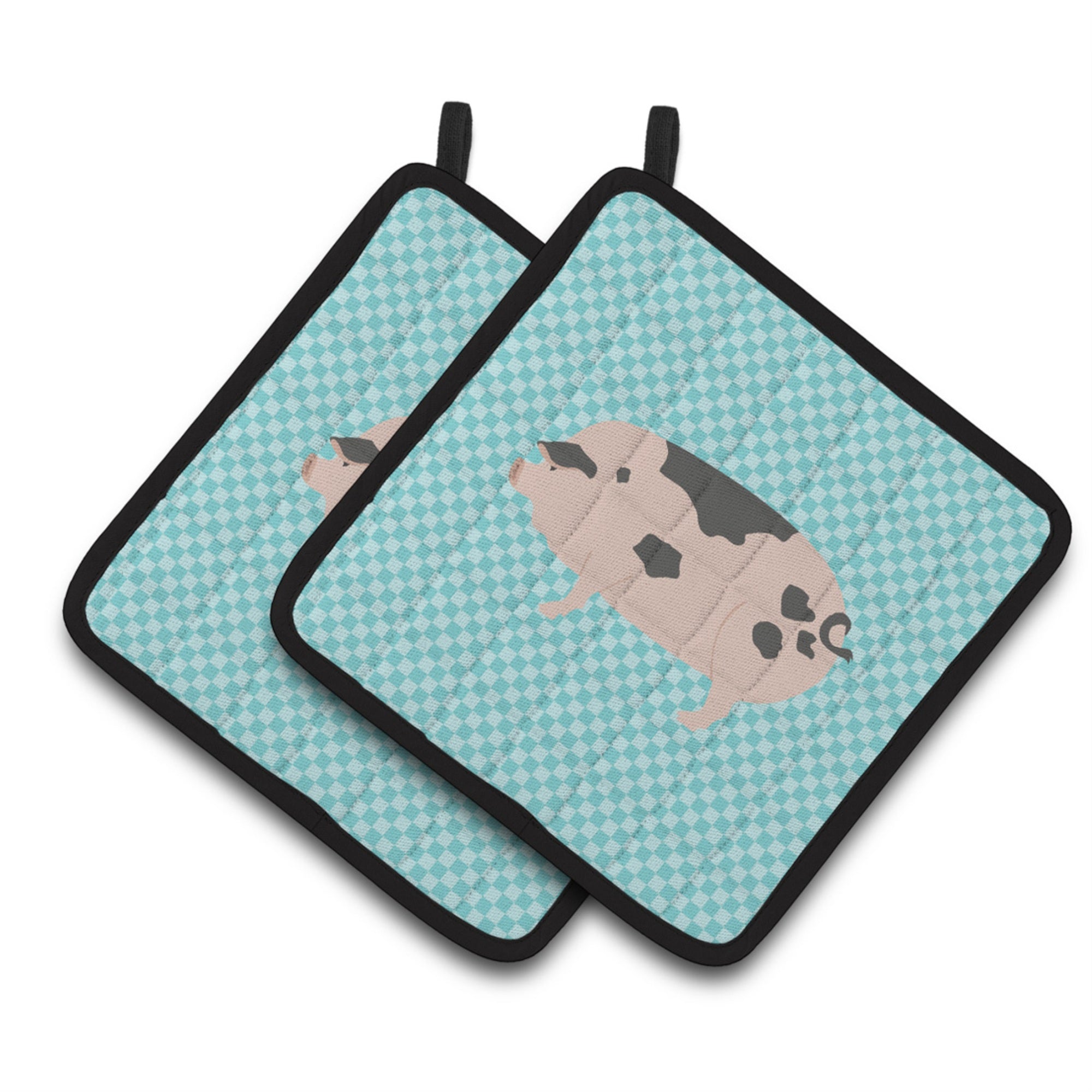 'Caroline'S Treasures Gloucester Old Spot Pig Blue Check Decorated Pot Holder, 7.5'''' X 7.5''''''