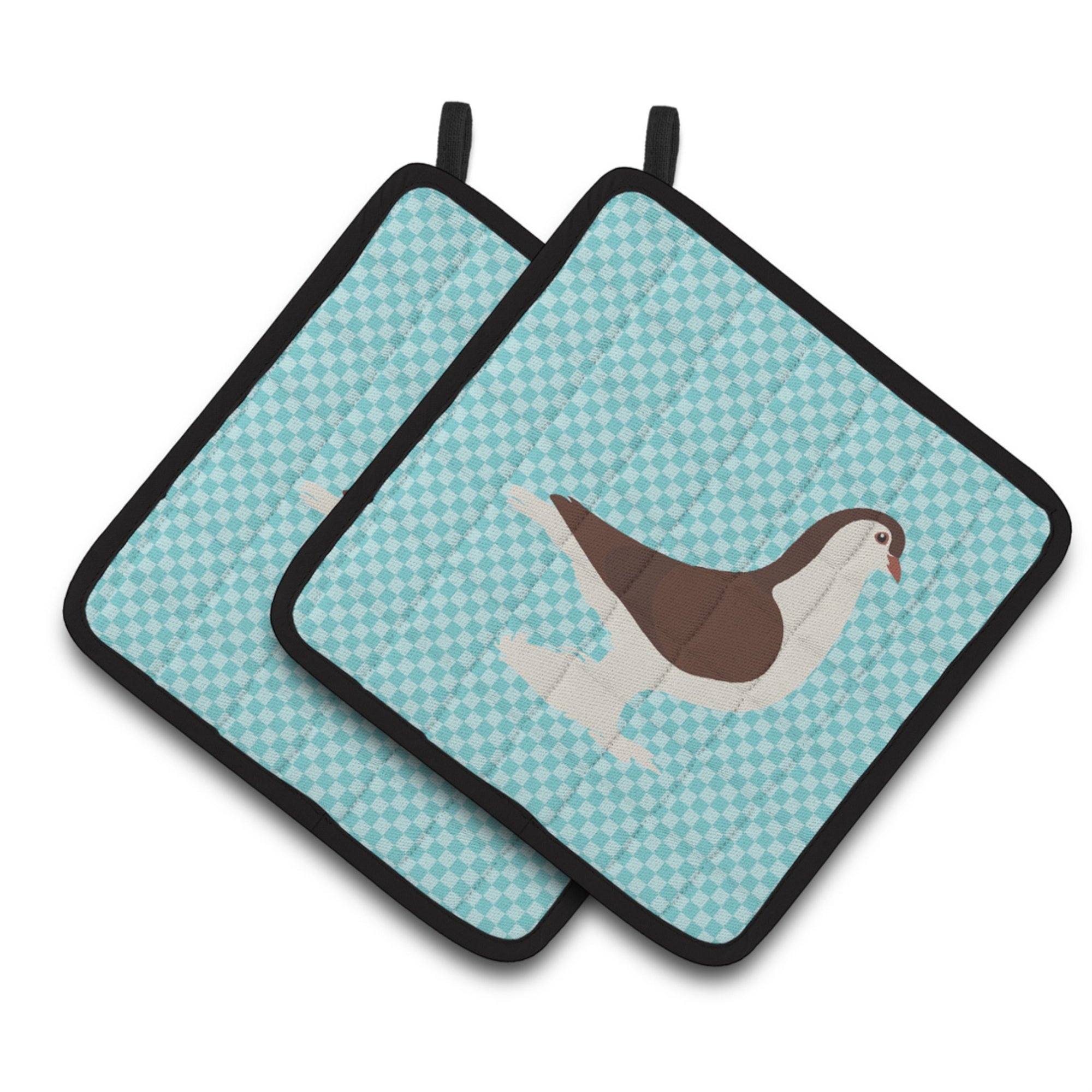 'Caroline'S Treasures Large Pigeon Blue Check Decorated Pot Holder, 7.5'''' X 7.5''''''