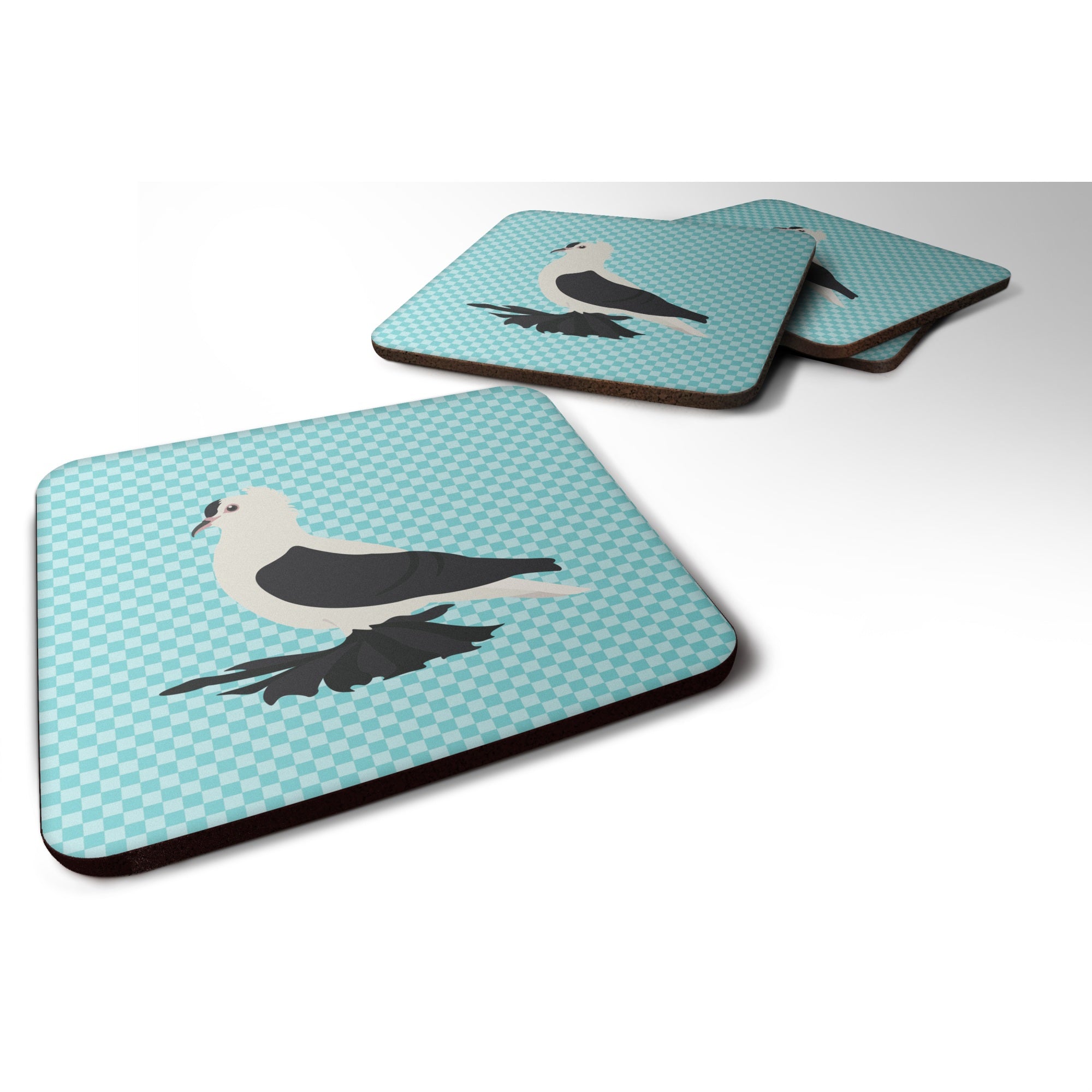 'Caroline'S Treasures Saxon Fairy Swallow Pigeon Blue Check Decorative Coasters, 3.5, Multicolor''