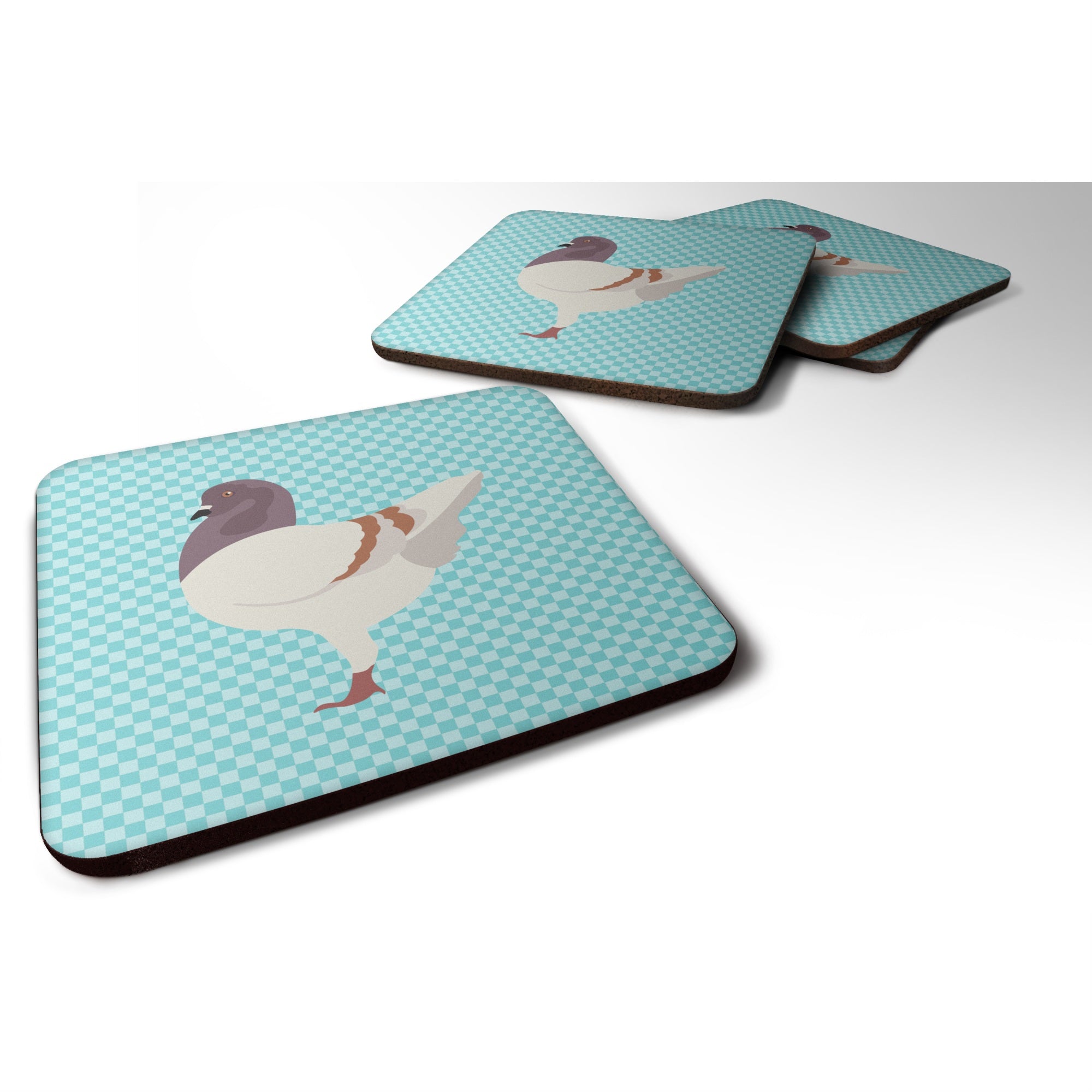 'Caroline'S Treasures German Modena Pigeon Blue Check Decorative Coasters, 3.5'''', Multicolor''
