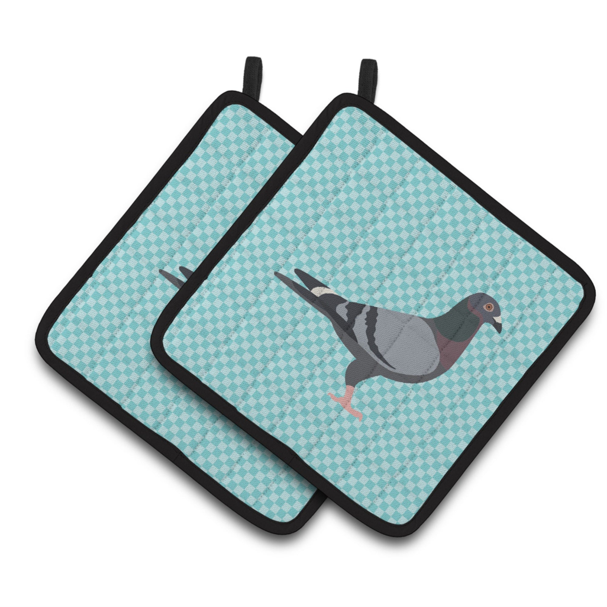 'Caroline'S Treasures Racing Pigeon Blue Check Decorated Pot Holder, 7.5'''' X 7.5''''''