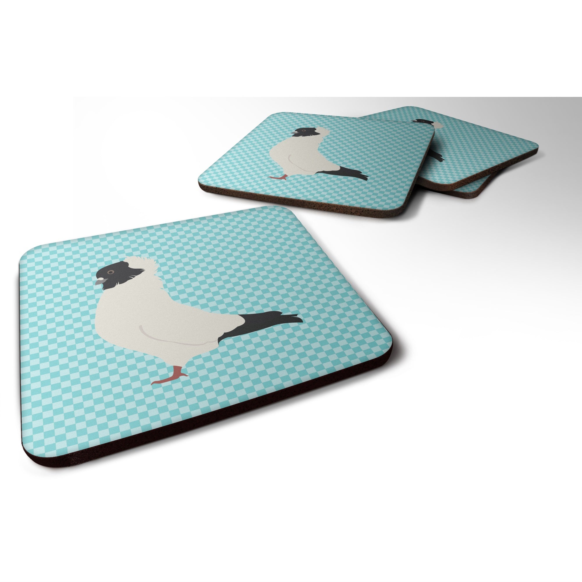 'Caroline'S Treasures Nun Pigeon Blue Check Decorative Coasters, 3.5, Multicolor''