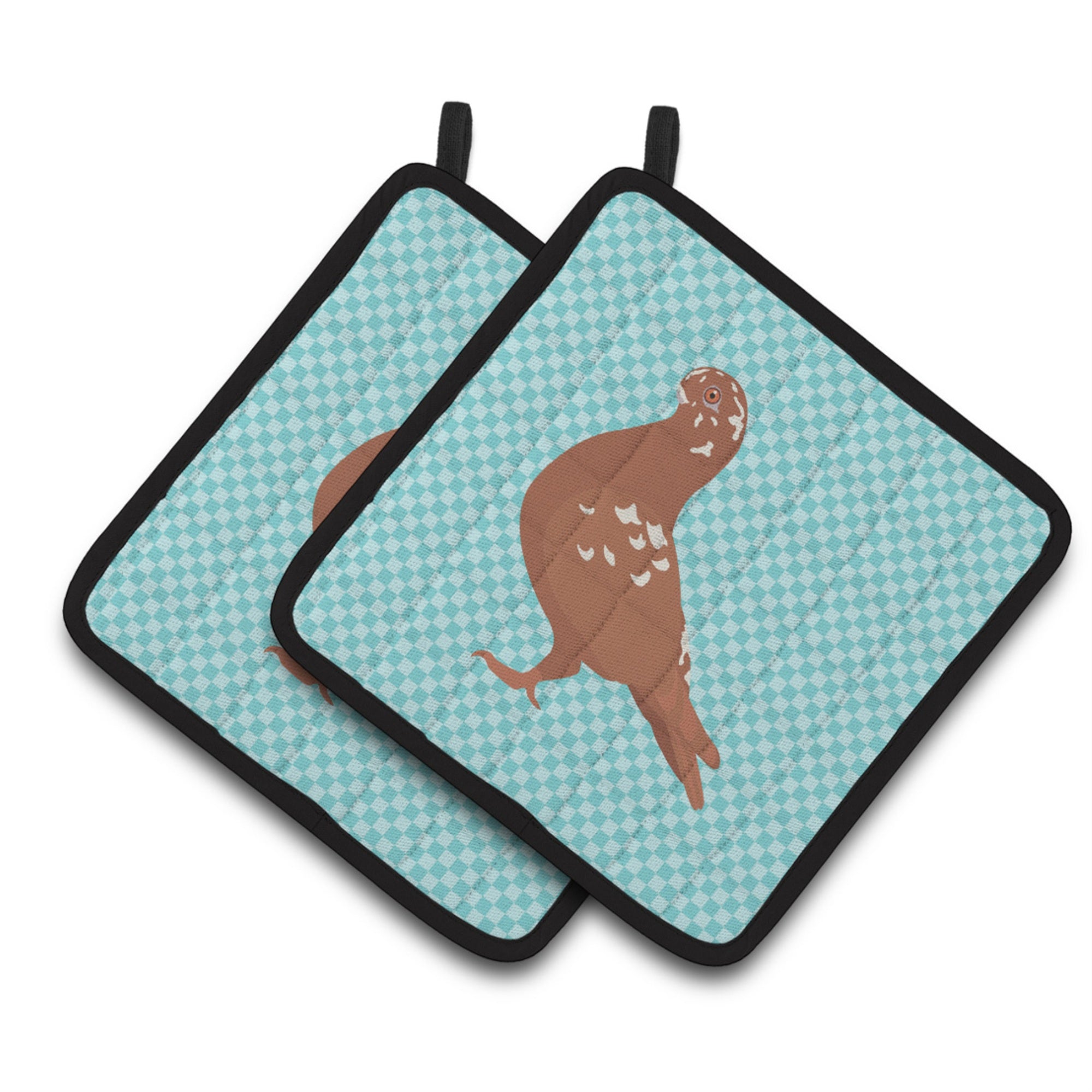 'Caroline'S Treasures African Owl Pigeon Blue Check Decorated Pot Holder, 7.5'''' X 7.5''''''