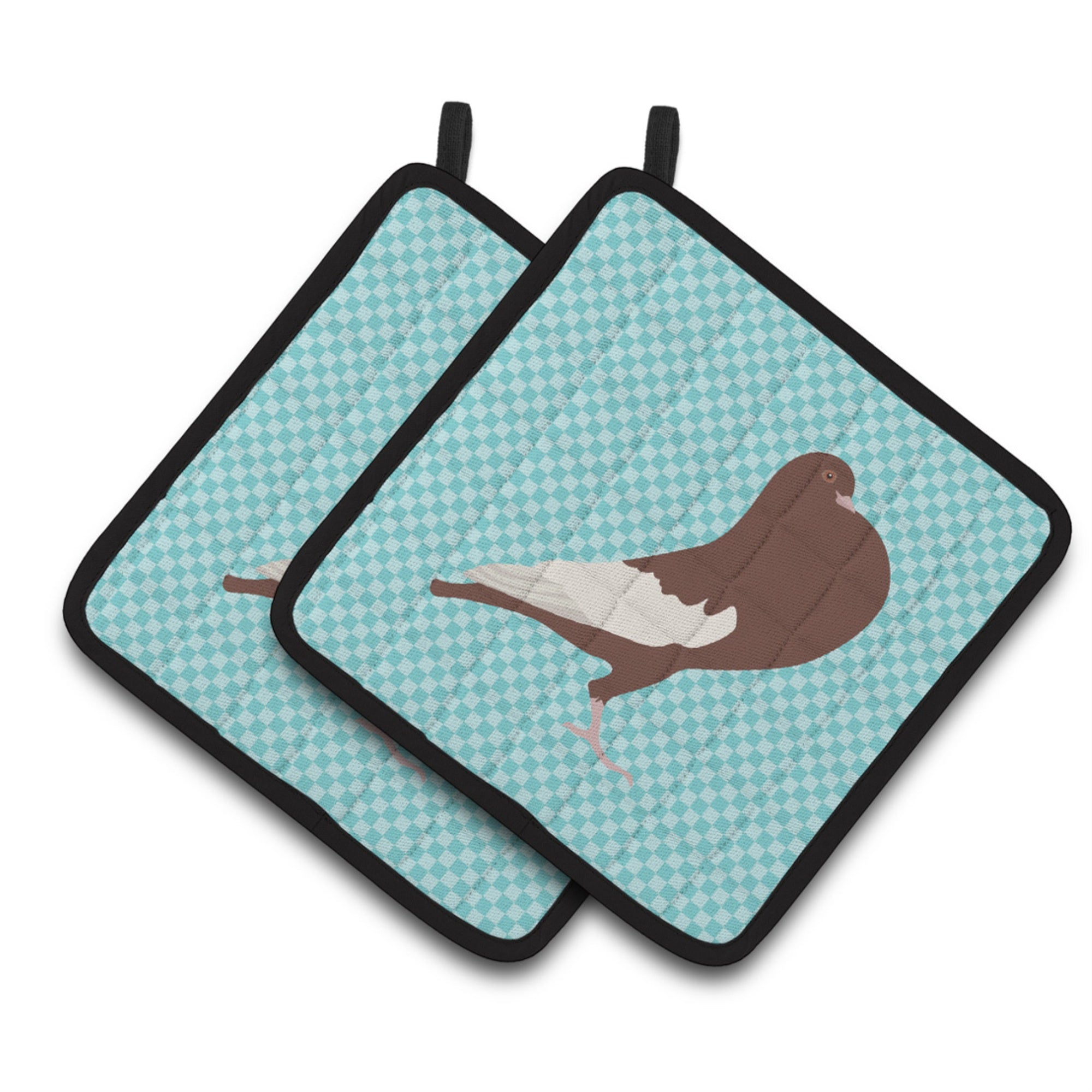'Caroline'S Treasures English Pouter Pigeon Blue Check Decorated Pot Holder, 7.5'''' X 7.5''''''