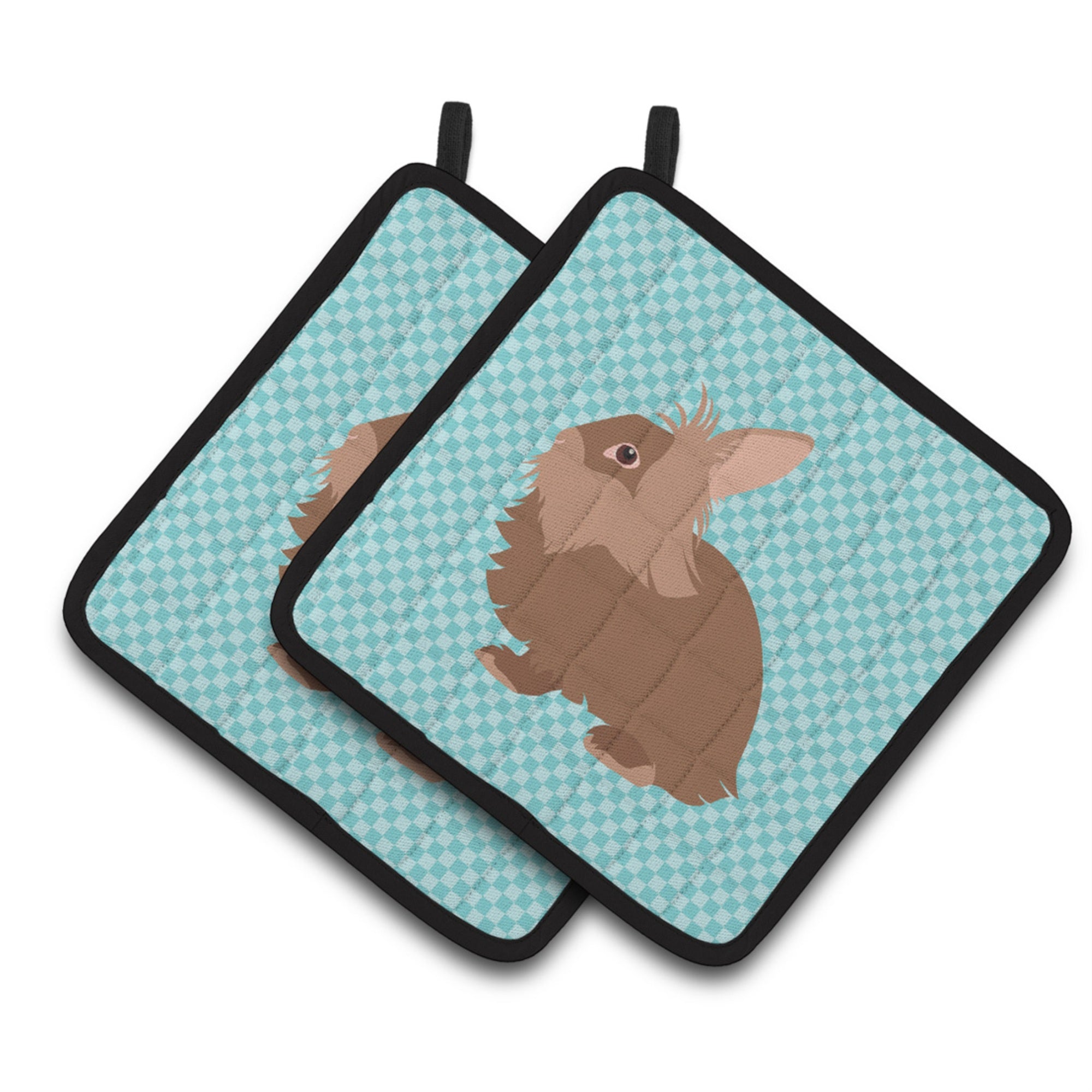 'Caroline'S Treasures Lionhead Rabbit Blue Check Decorated Pot Holder, 7.5'''' X 7.5''''''