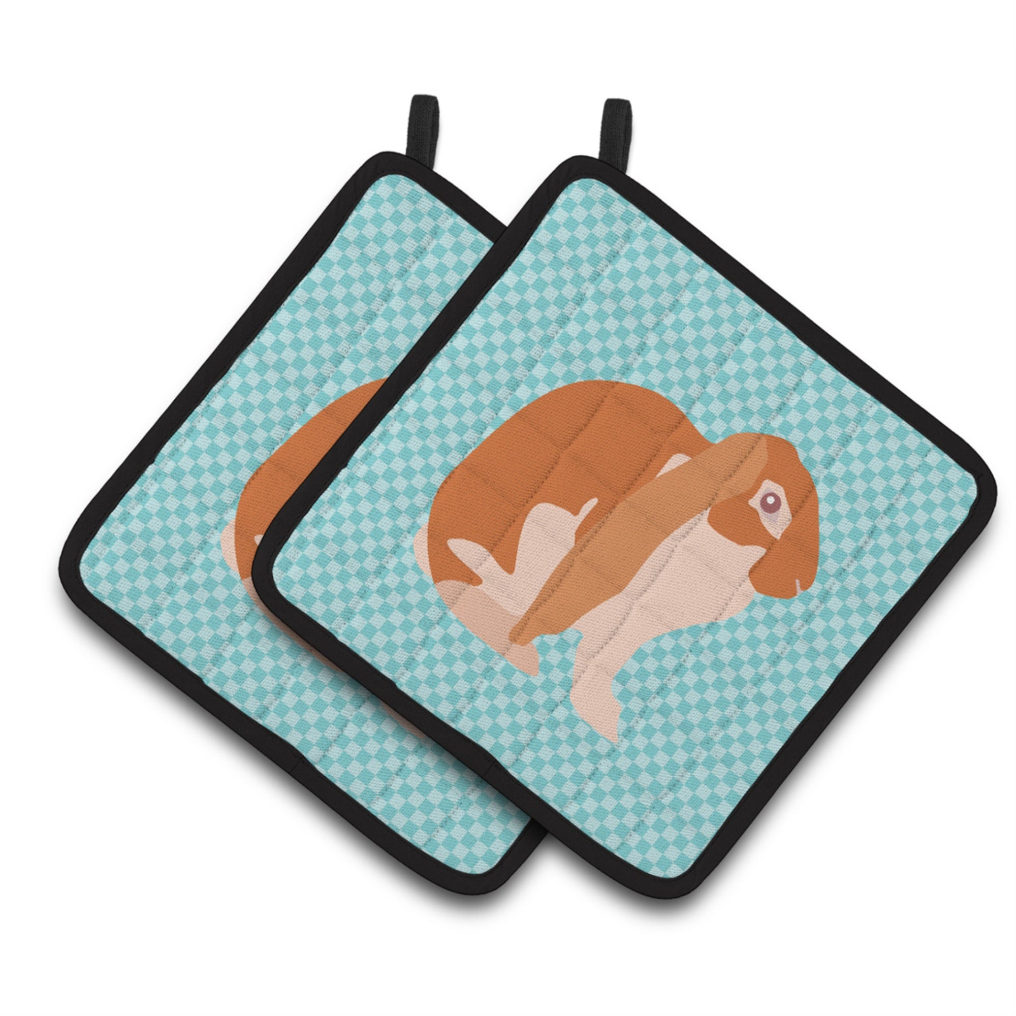 'Caroline'S Treasures English Lop Rabbit Blue Check Decorated Pot Holder, 7.5'''' X 7.5''''''