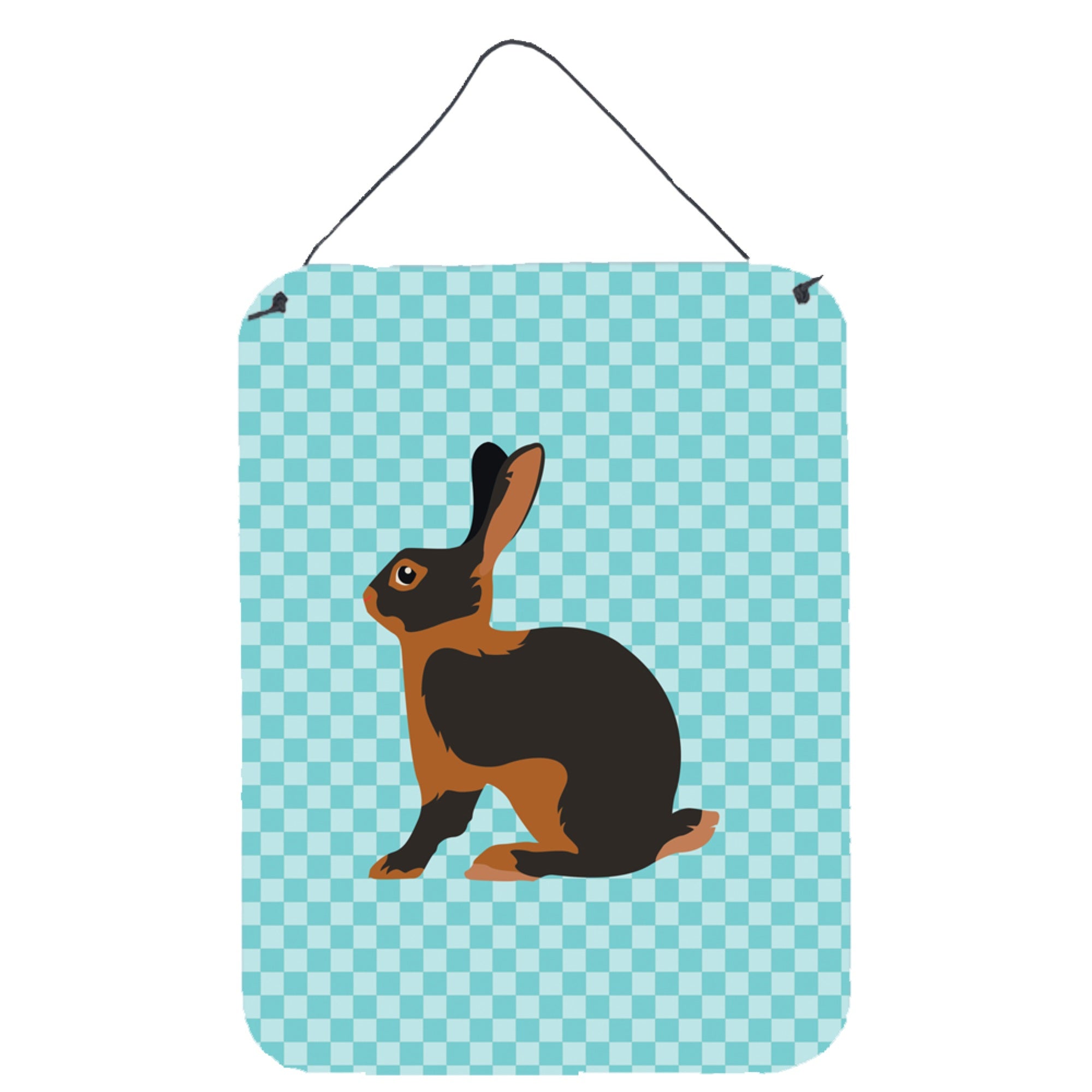 'Caroline'S Treasures Tan Rabbit Blue Check Metal Print, 16Hx12W, Multicolor''