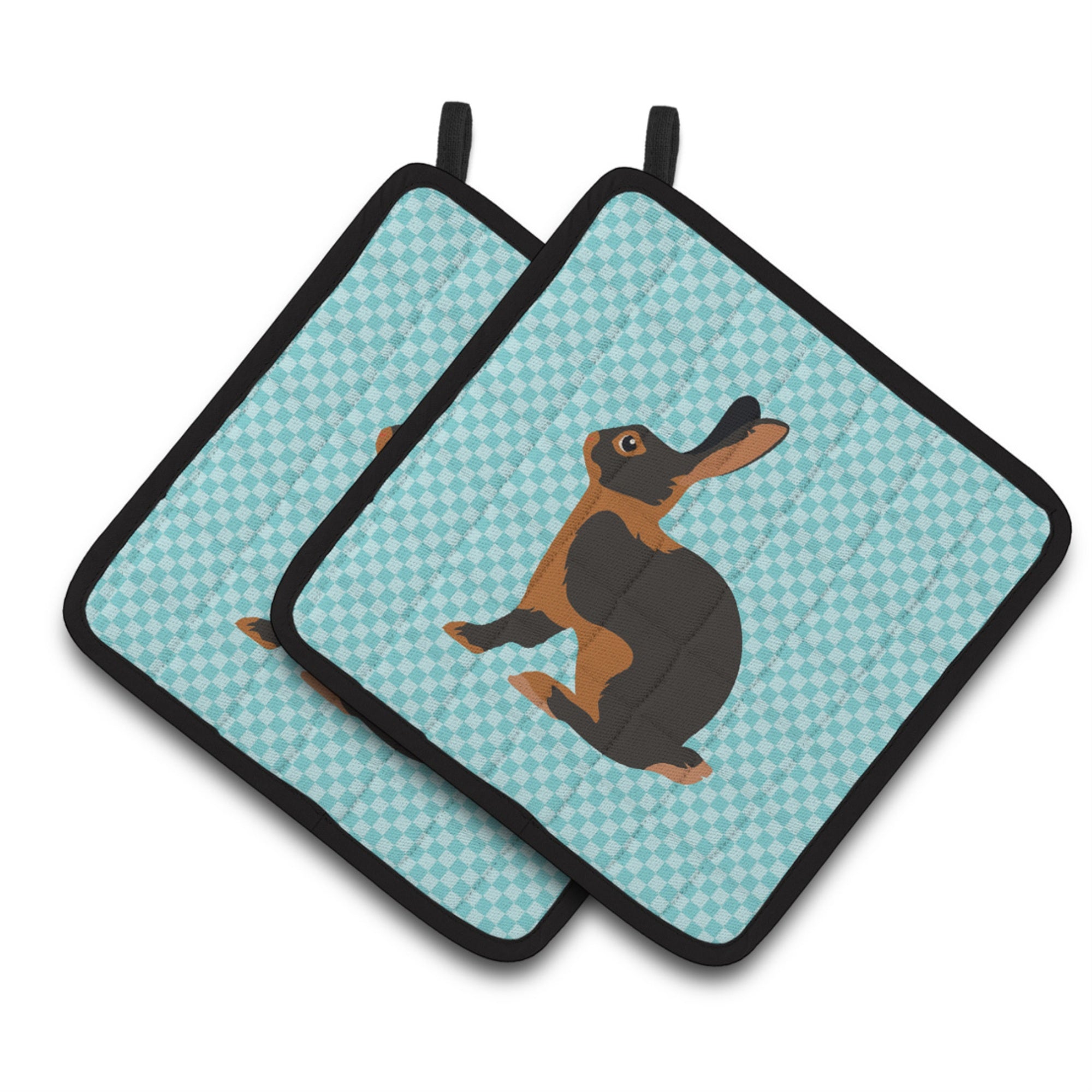 'Caroline'S Treasures Tan Rabbit Blue Check Decorated Pot Holder, 7.5'''' X 7.5''''''
