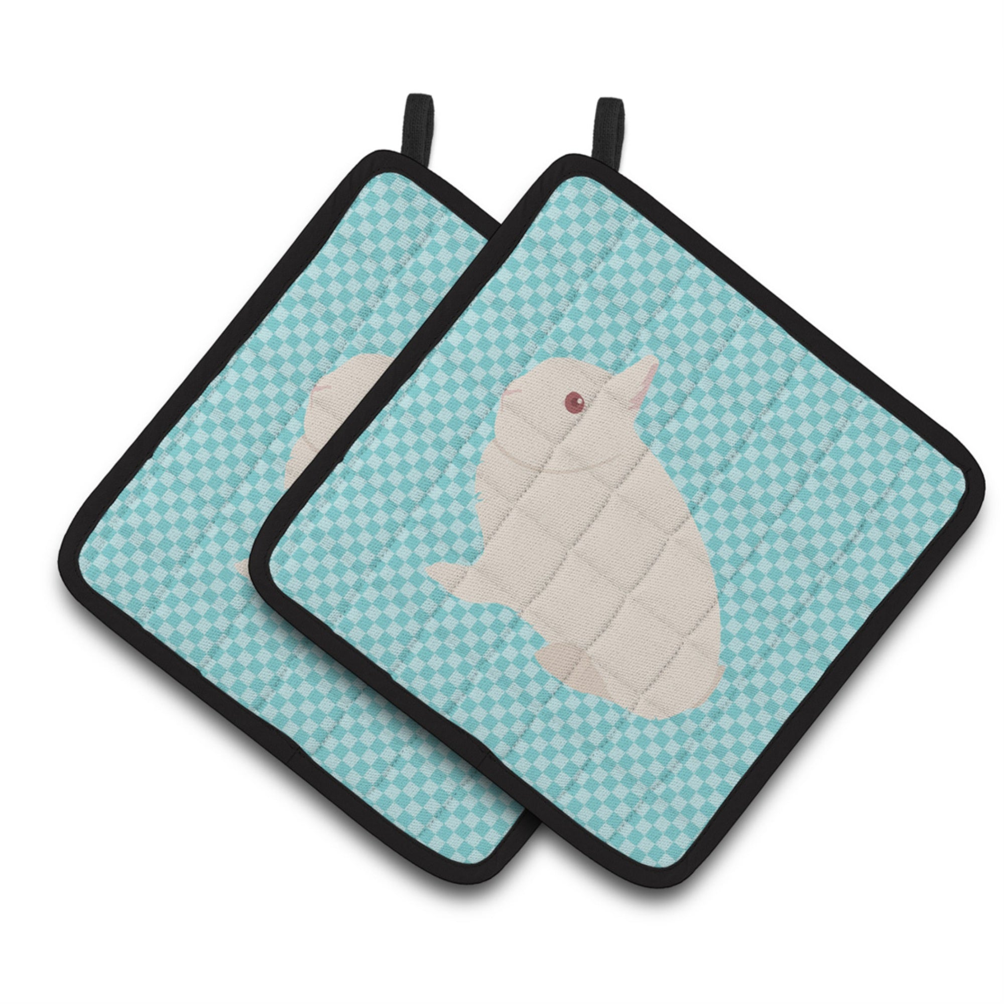 'Caroline'S Treasures Hermelin Rabbit Blue Check Decorated Pot Holder, 7.5'''' X 7.5''''''