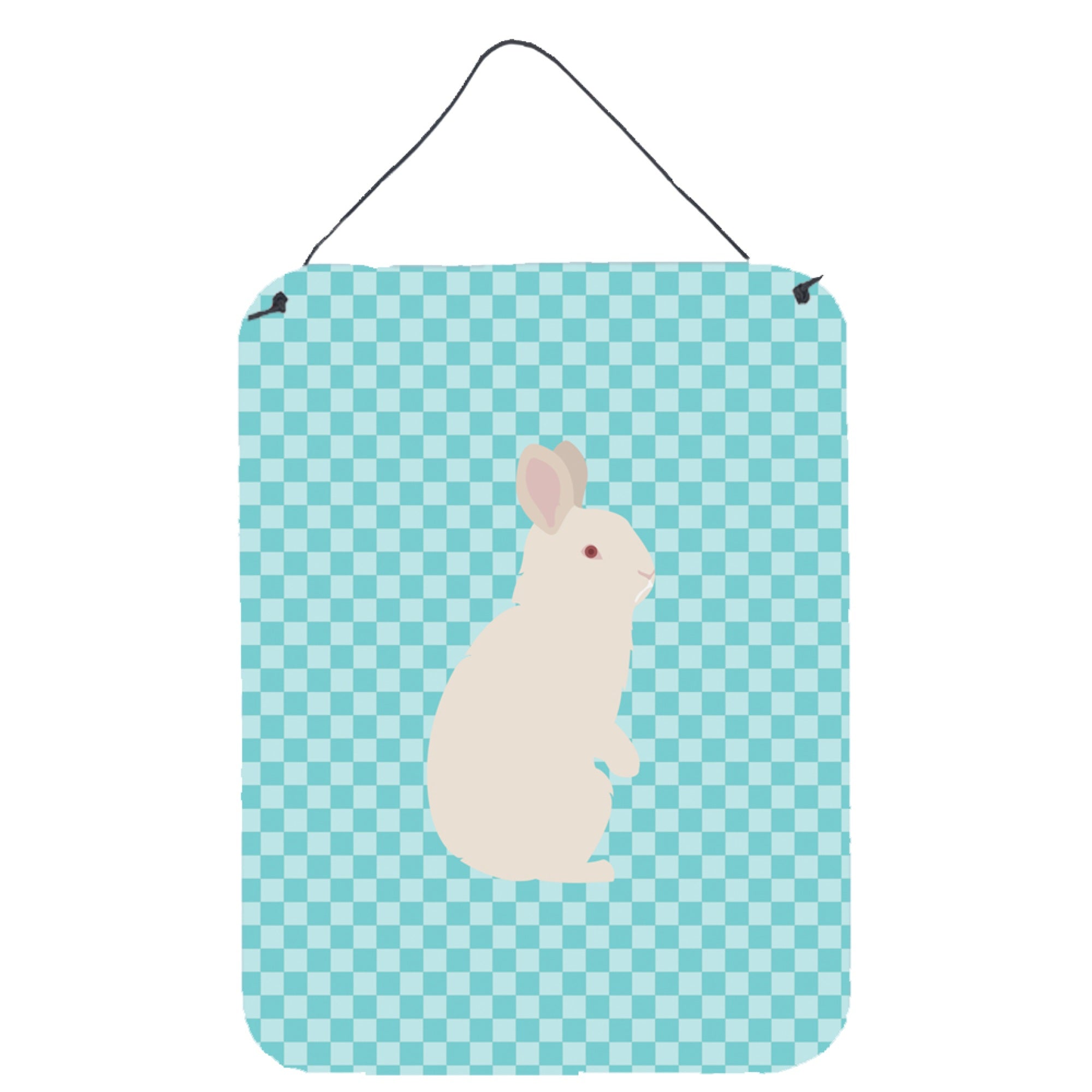 'Caroline'S Treasures New Zealand White Rabbit Blue Check Metal Print, 16Hx12W, Multicolor''