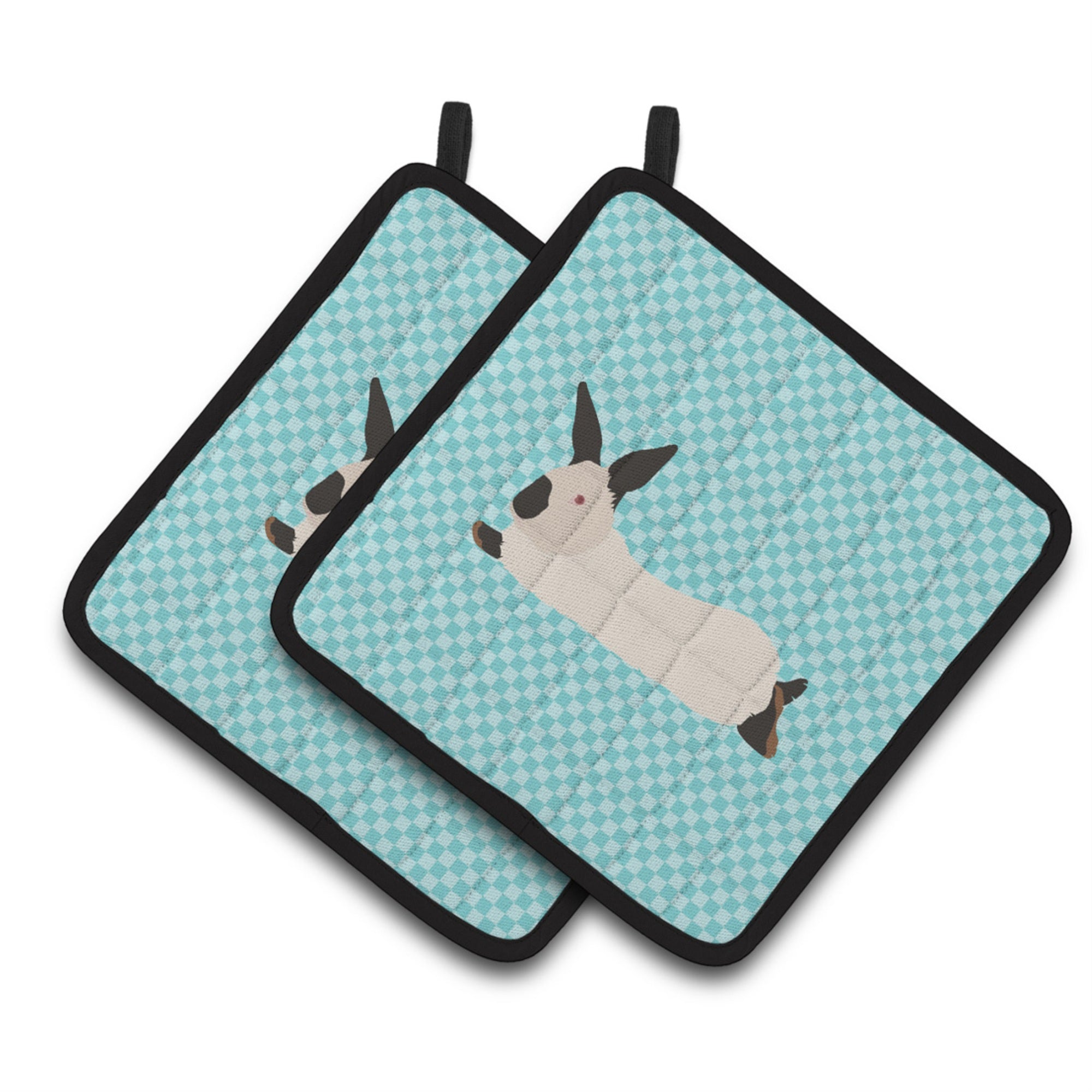 'Caroline'S Treasures California White Rabbit Blue Check Decorated Pot Holder, 7.5'''' X 7.5''''''