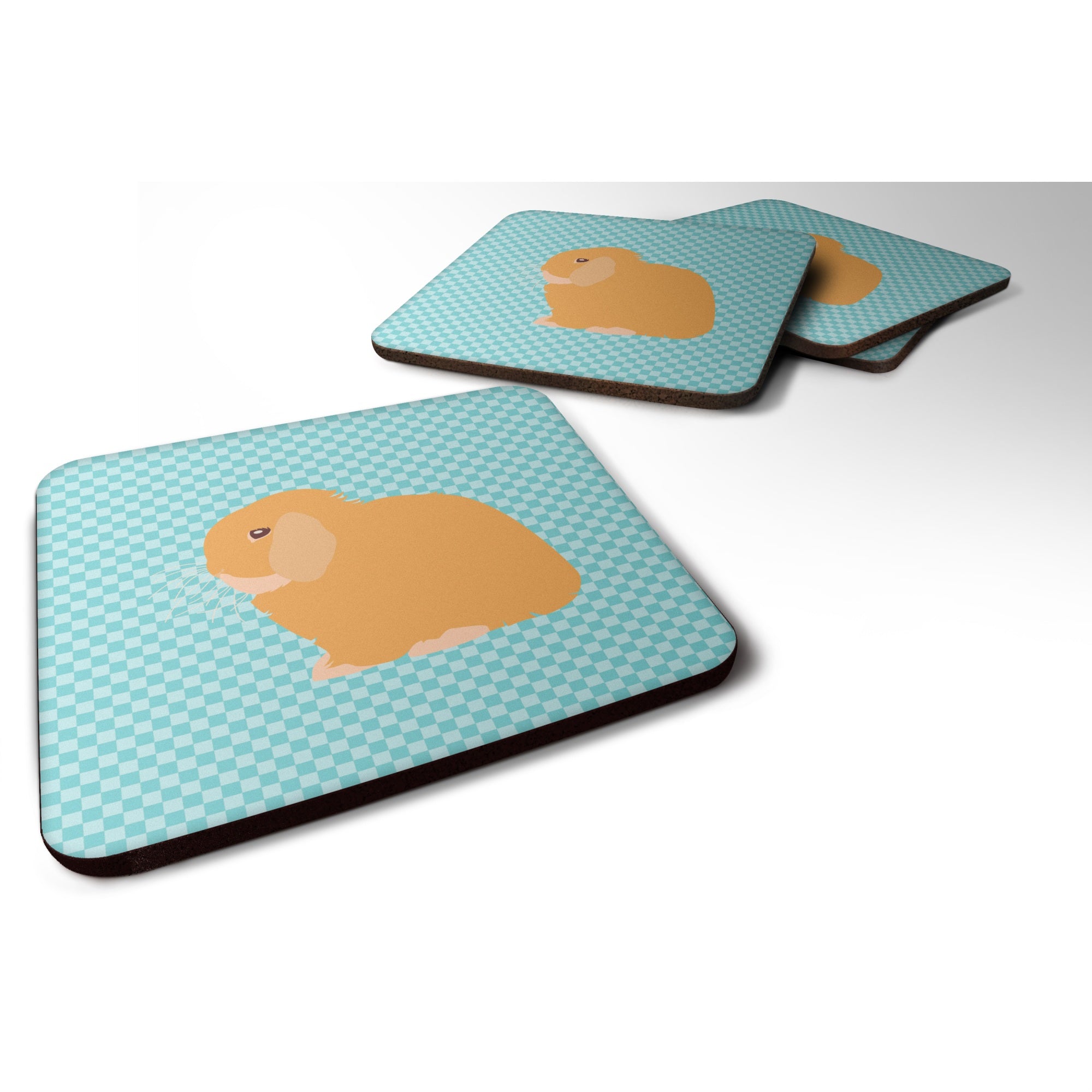 'Caroline'S Treasures Holland Lop Rabbit Blue Check Decorative Coasters, 3.5'''', Multicolor''