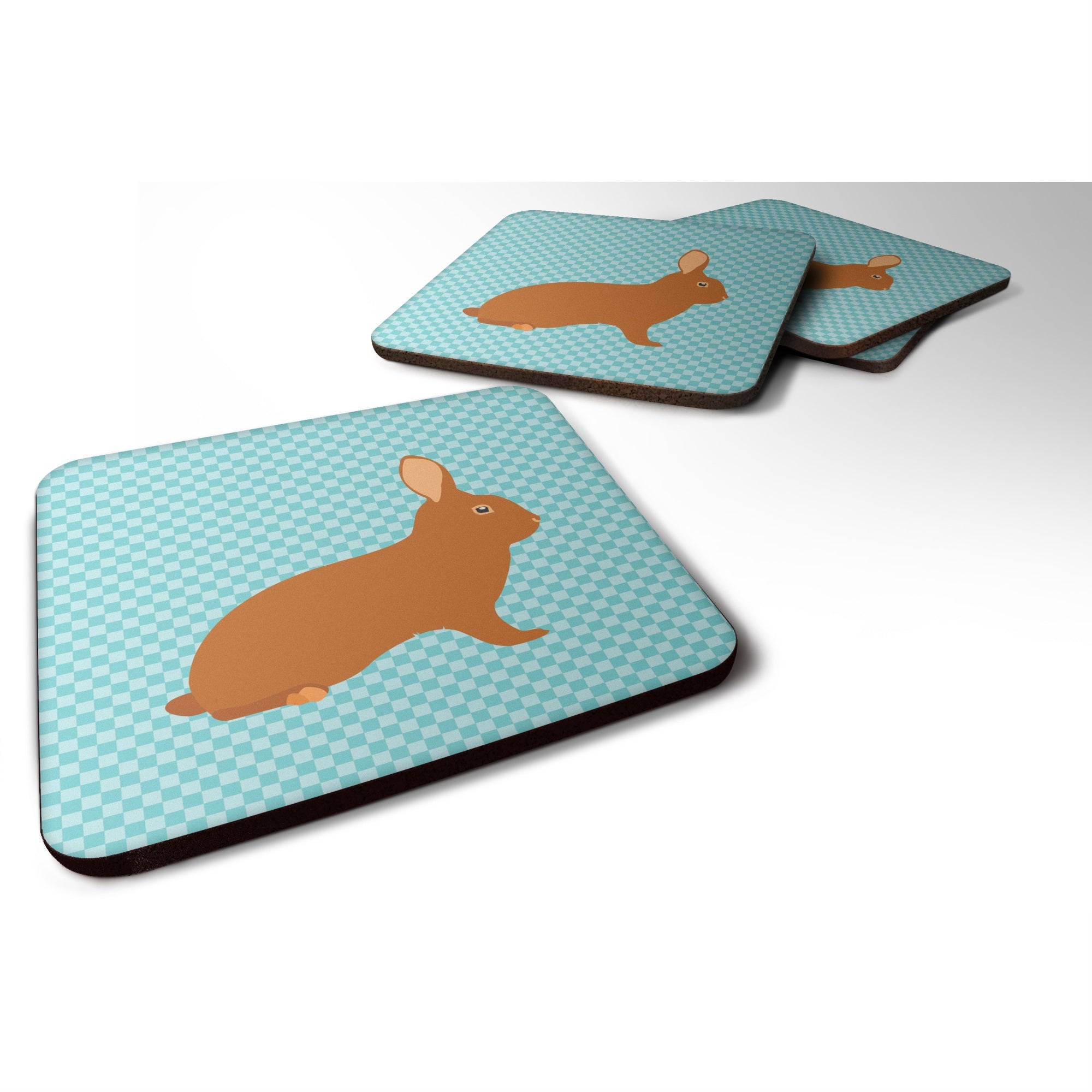 'Caroline'S Treasures Rex Rabbit Blue Check Decorative Coasters, 3.5'''', Multicolor''