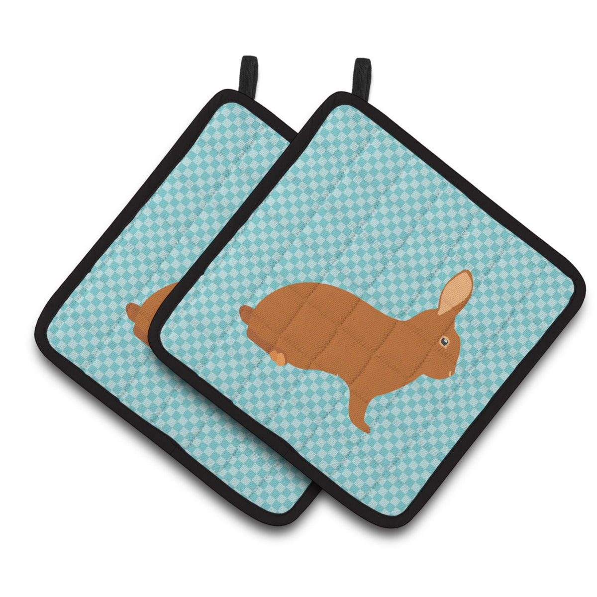 'Caroline'S Treasures Rex Rabbit Blue Check Decorated Pot Holder, 7.5'''' X 7.5''''''