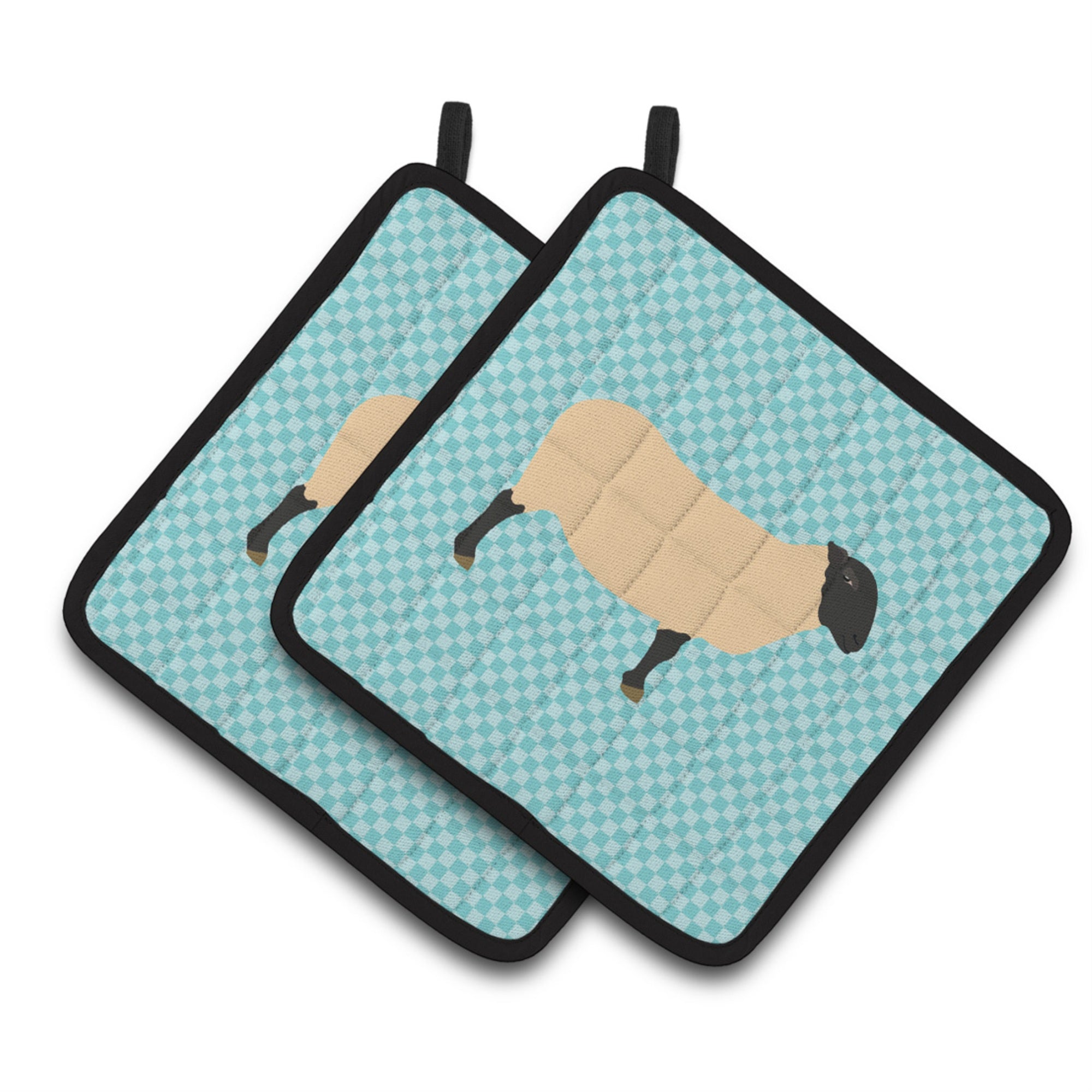 'Caroline'S Treasures Suffolk Sheep Blue Check Decorated Pot Holder, 7.5'''' X 7.5''''''