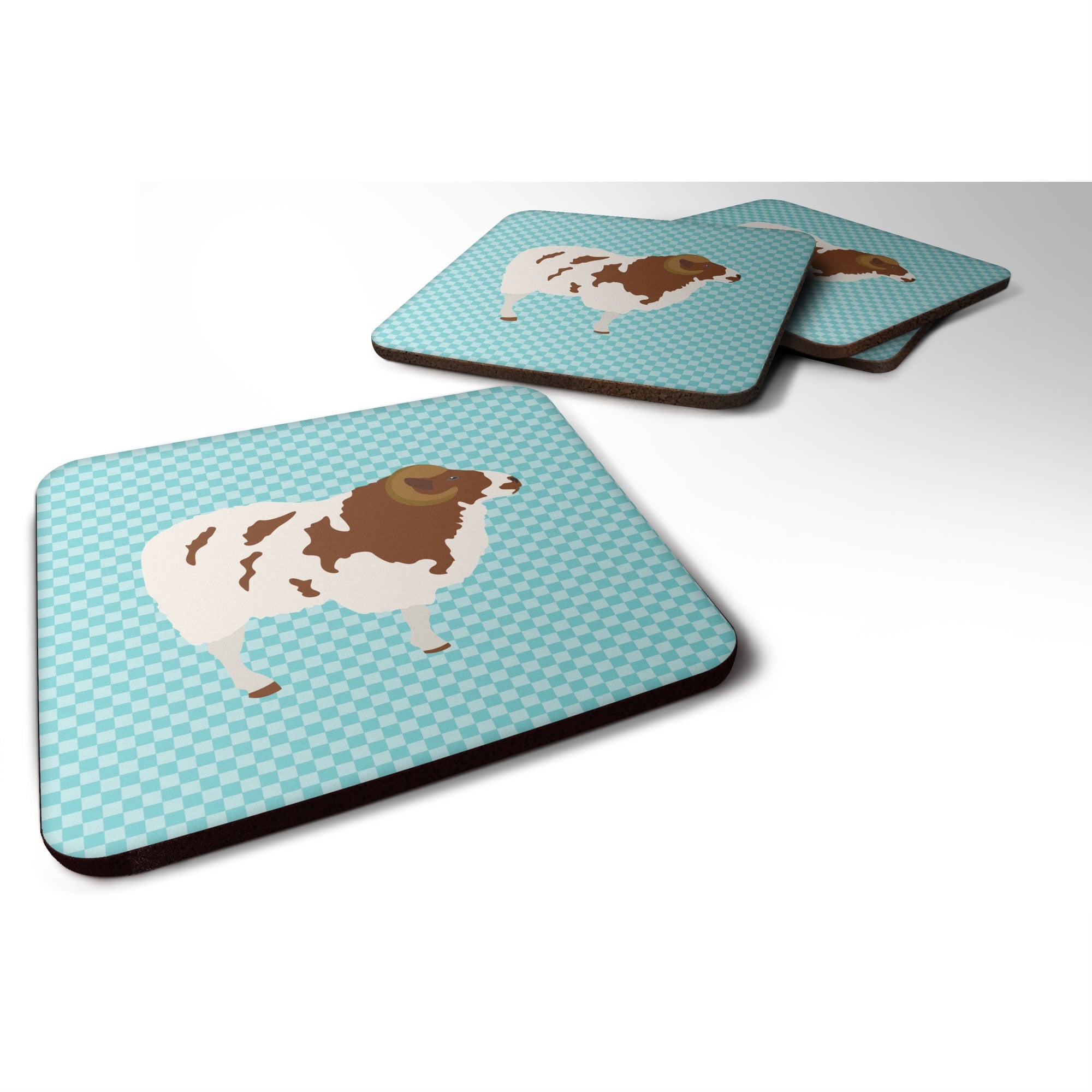 'Caroline'S Treasures Jacob Sheep Blue Check Decorative Coasters, 3.5, Multicolor''