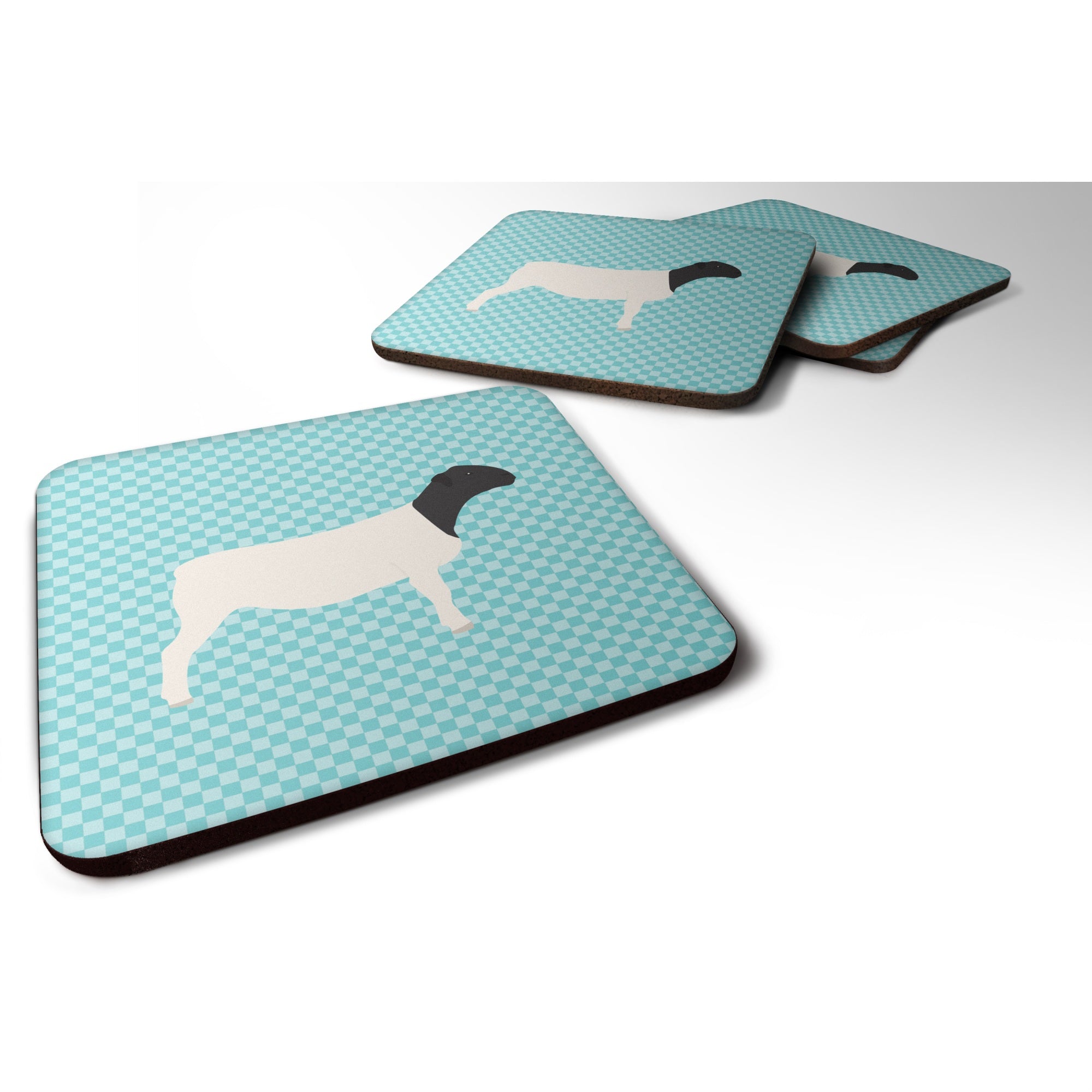 'Caroline'S Treasures Dorper Sheep Blue Check Decorative Coasters, 3.5, Multicolor''