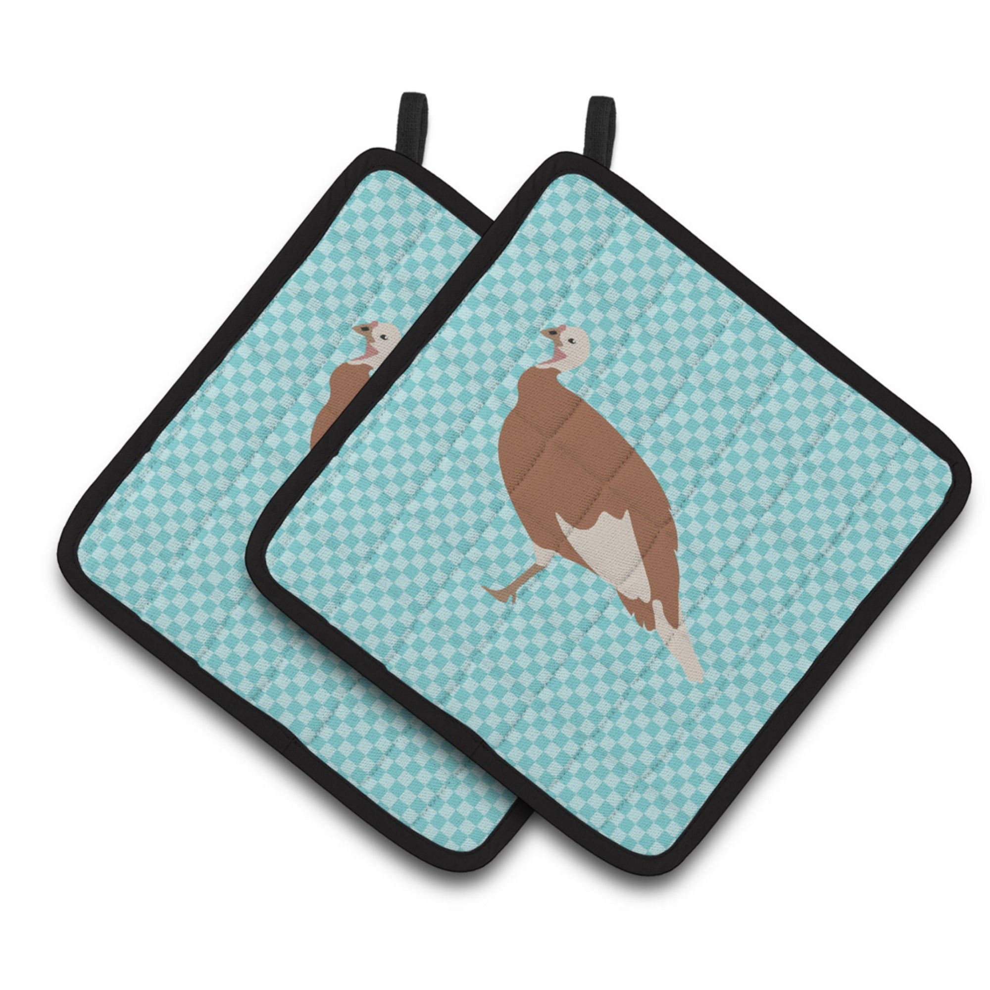'Caroline'S Treasures Jersey Buff Turkey Hen Blue Check Decorated Pot Holder, 7.5'''' X 7.5''''''