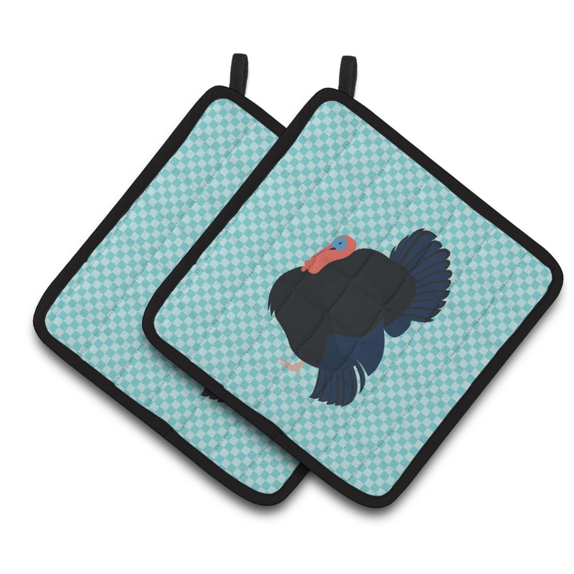 'Caroline'S Treasures Norfolk Black Turkey Blue Check Decorated Pot Holder, 7.5'''' X 7.5''''''