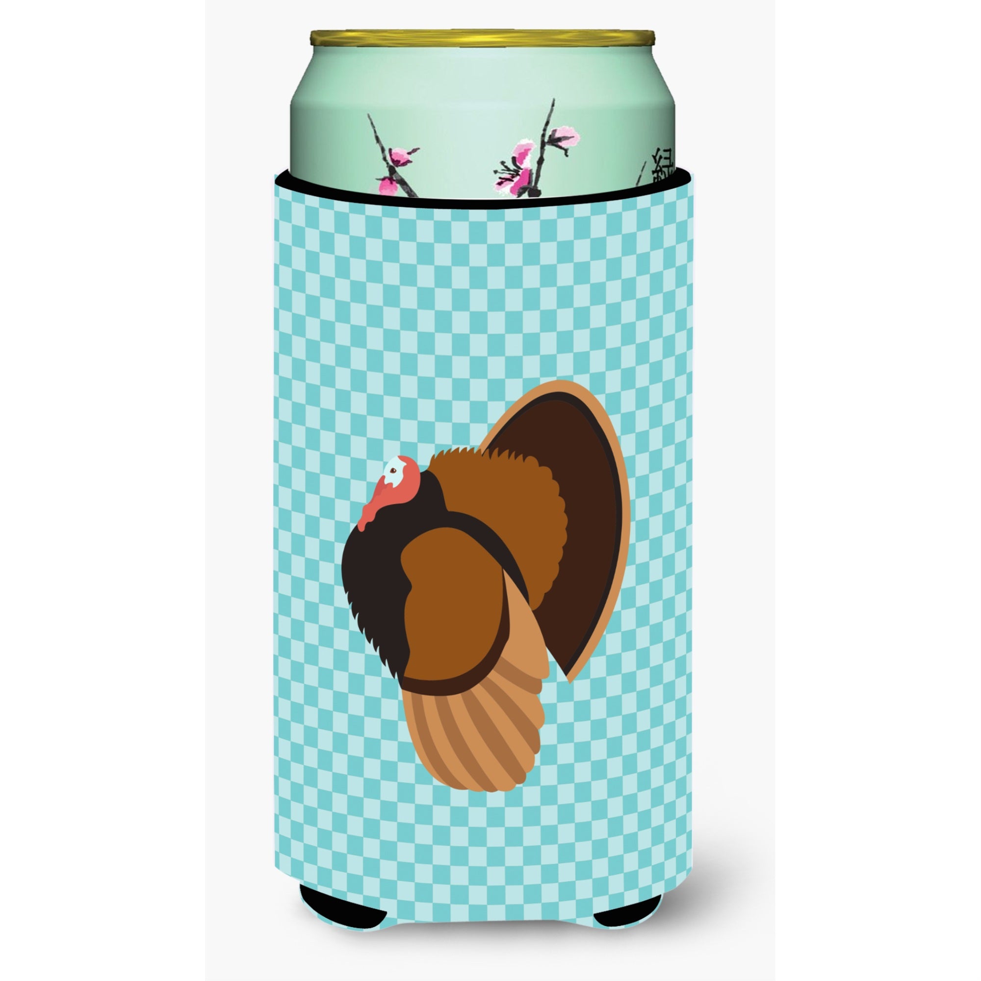 'Caroline'S Treasures Bronze Turkey Blue Check Decorative Can Hugger, Tall Boy, Multicolor''