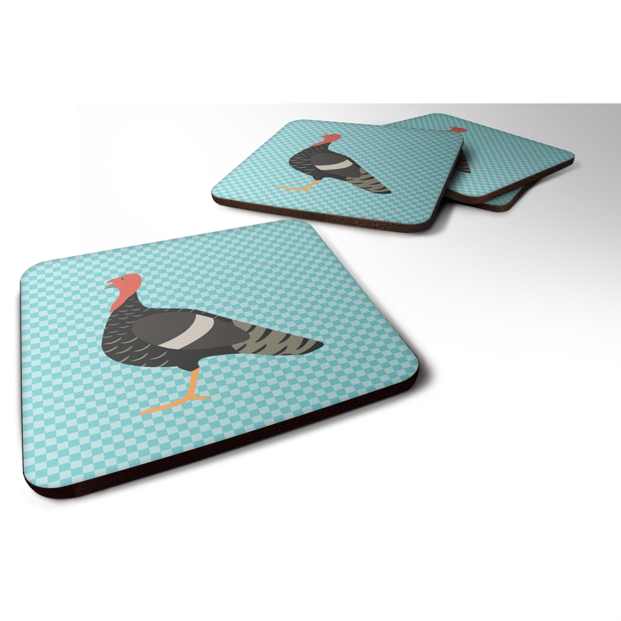 'Caroline'S Treasures Marragansett Turkey Blue Check Decorative Coasters, 3.5, Multicolor''
