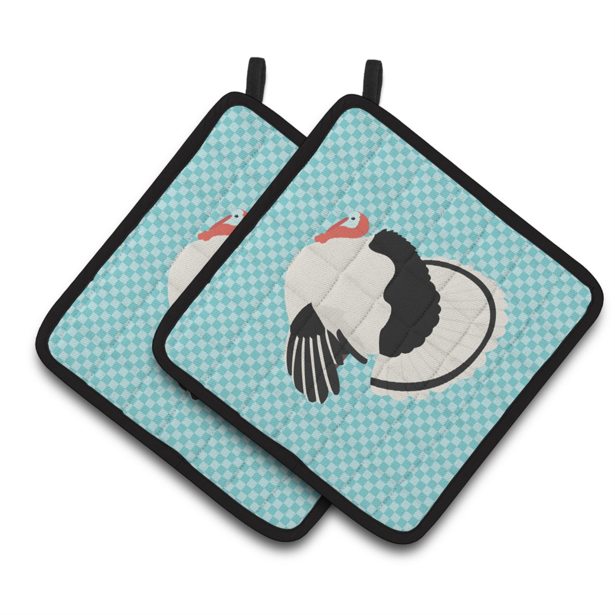 'Caroline'S Treasures Royal Palm Turkey Blue Check Decorated Pot Holder, 7.5'''' X 7.5''''''