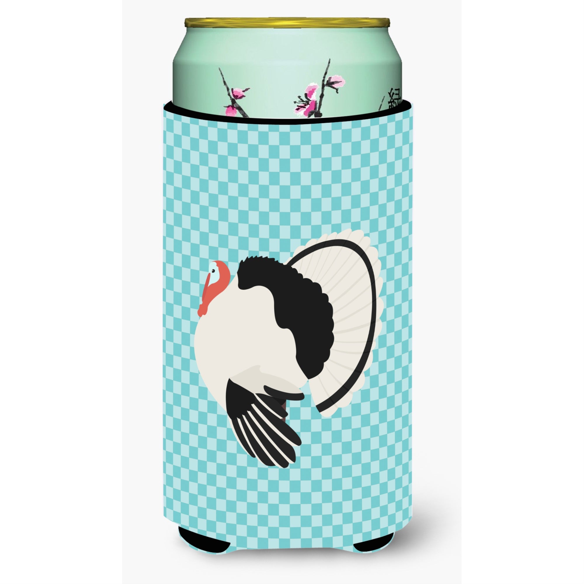 'Caroline'S Treasures Royal Palm Turkey Blue Check Decorative Can Hugger, Tall Boy, Multicolor''