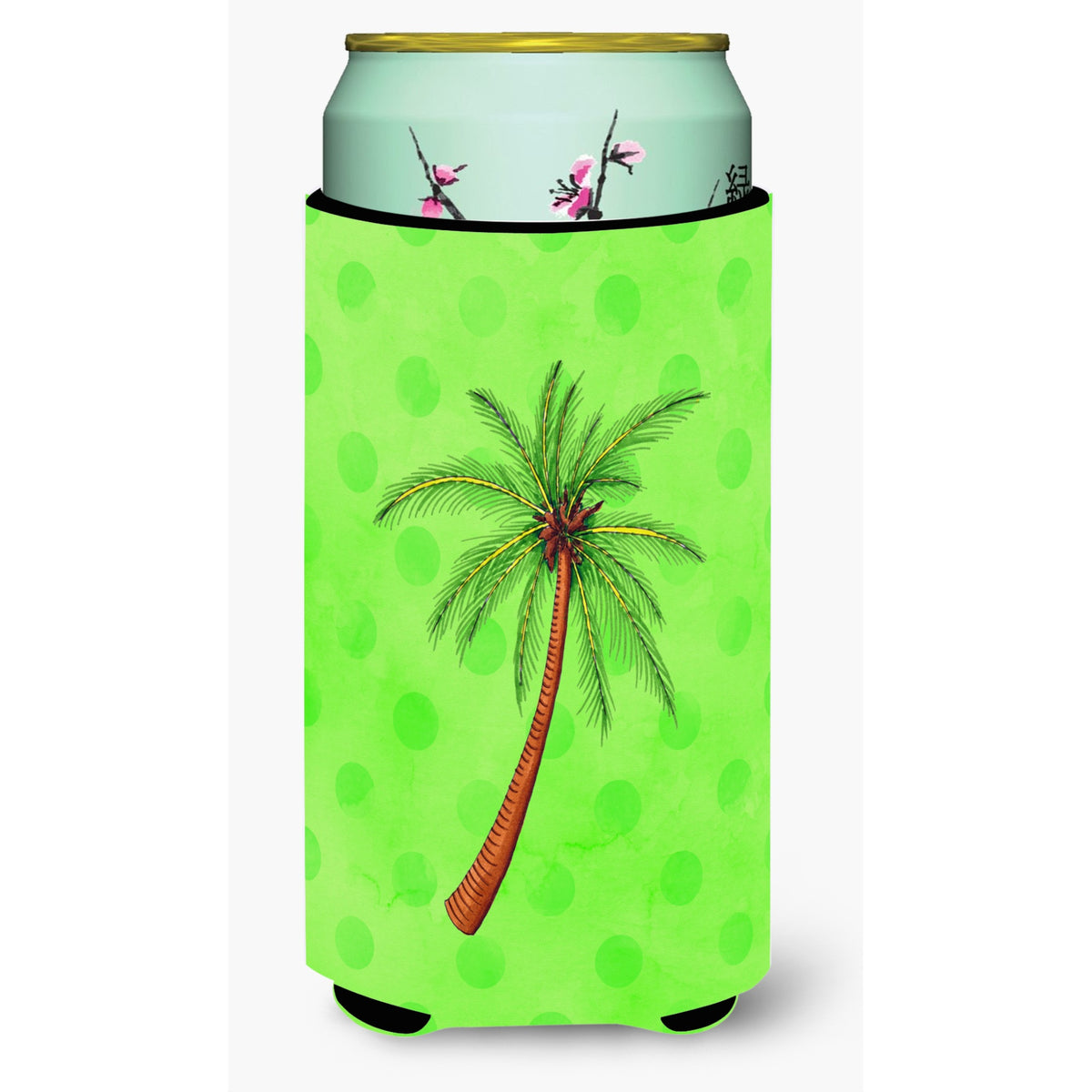 'Caroline'S Treasures Palm Tree Green Polkadot Beverage Insulator Hugger, Tall, Multicolor''