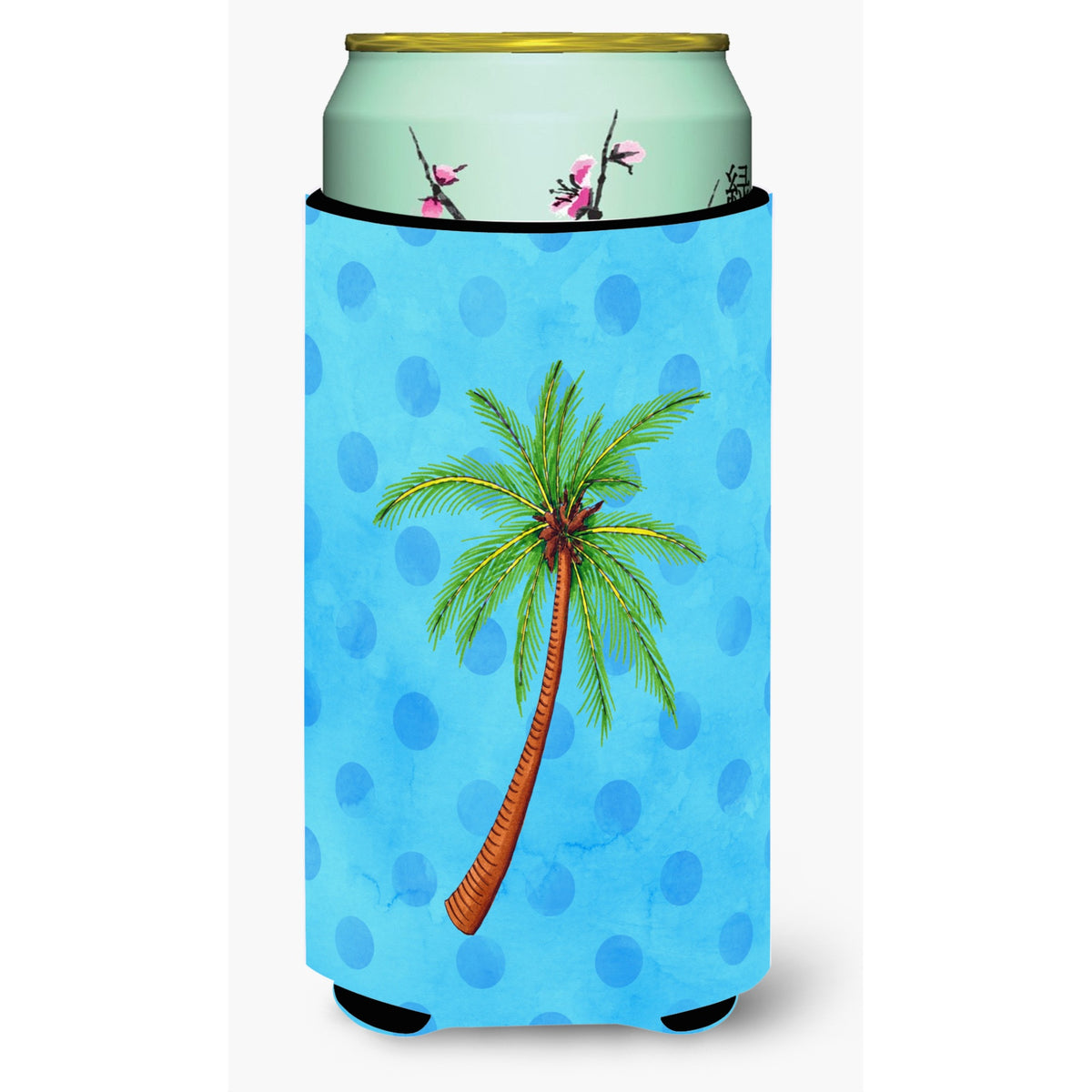 'Caroline'S Treasures Palm Tree Blue Polkadot Beverage Insulator Hugger, Tall, Multicolor''