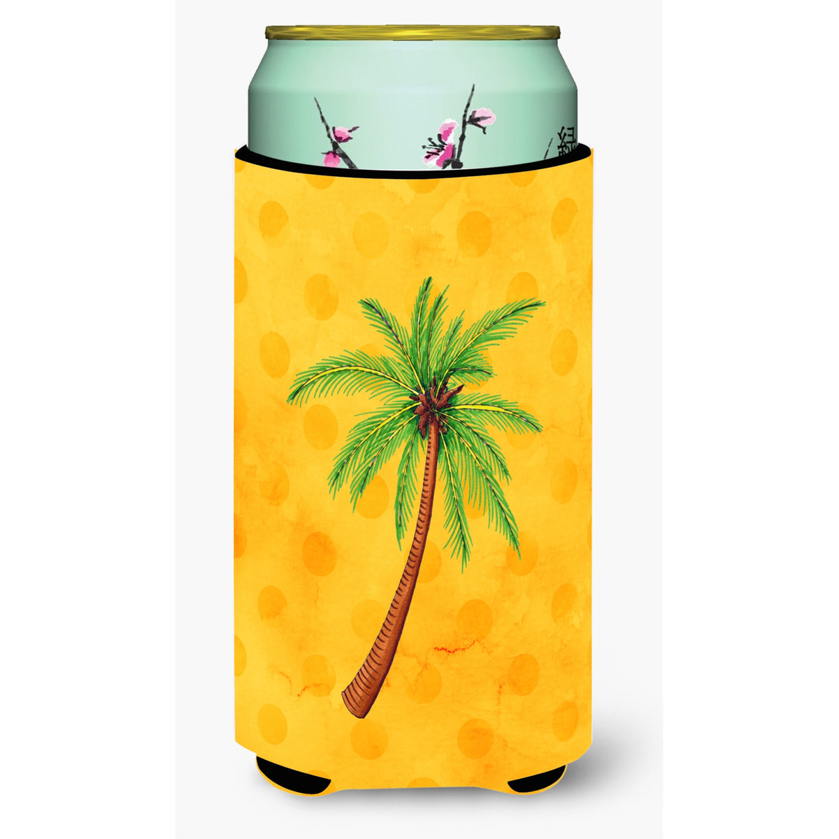 'Caroline'S Treasures Palm Tree Yellow Polkadot Beverage Insulator Hugger, Tall, Multicolor''
