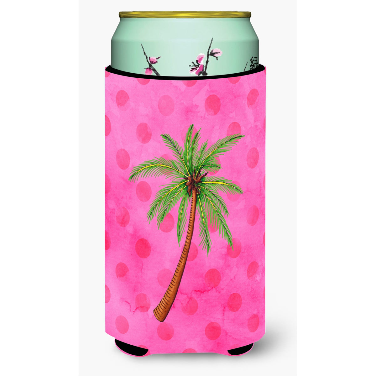 'Caroline'S Treasures Palm Tree Pink Polkadot Beverage Insulator Hugger, Tall, Multicolor''