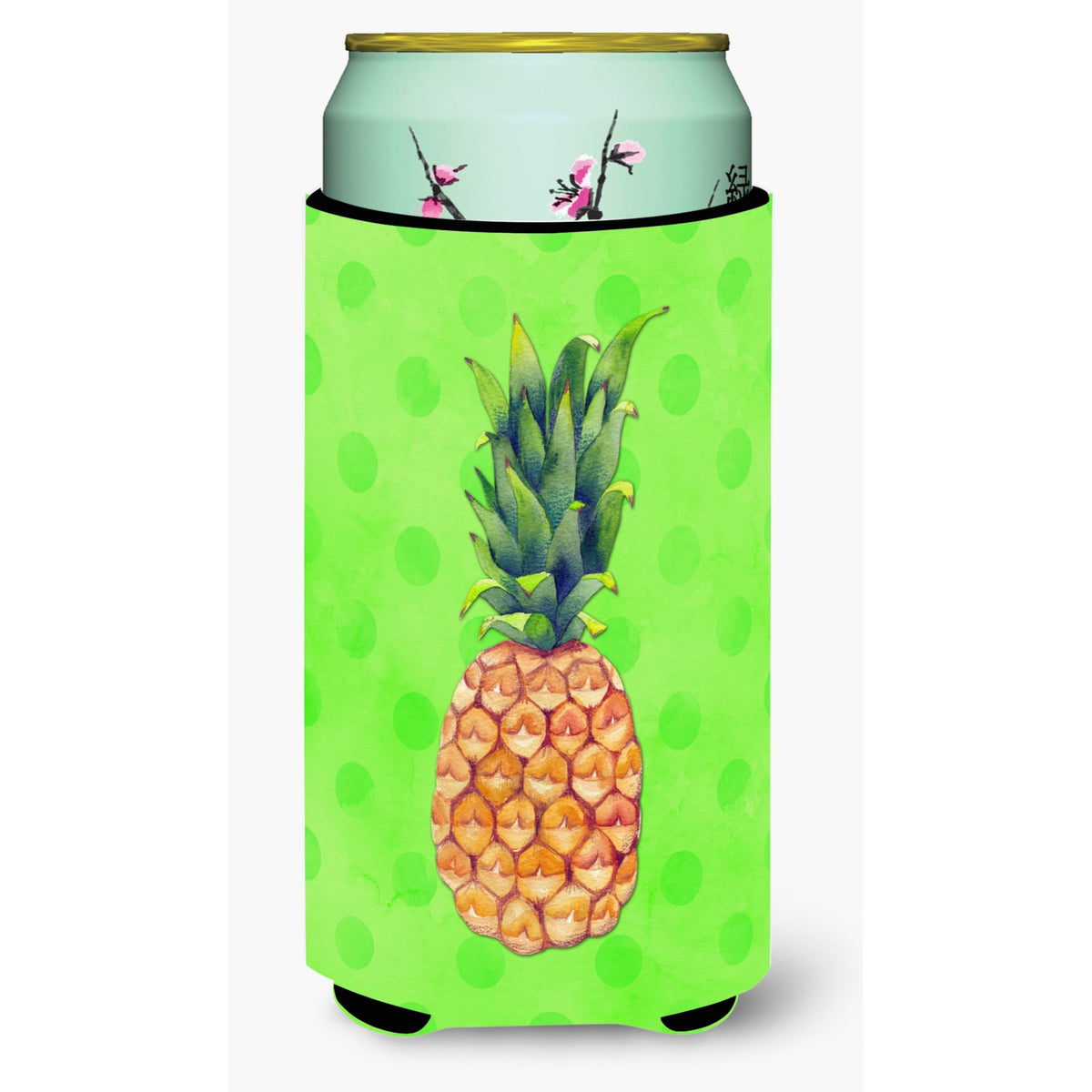 'Caroline'S Treasures Pineapple Green Polkadot Beverage Insulator Hugger, Tall, Multicolor''