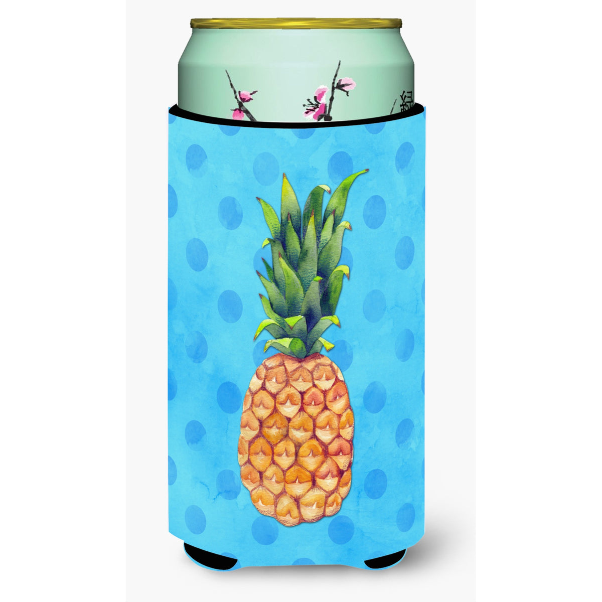 'Caroline'S Treasures Pineapple Blue Polkadot Beverage Insulator Hugger, Tall, Multicolor''