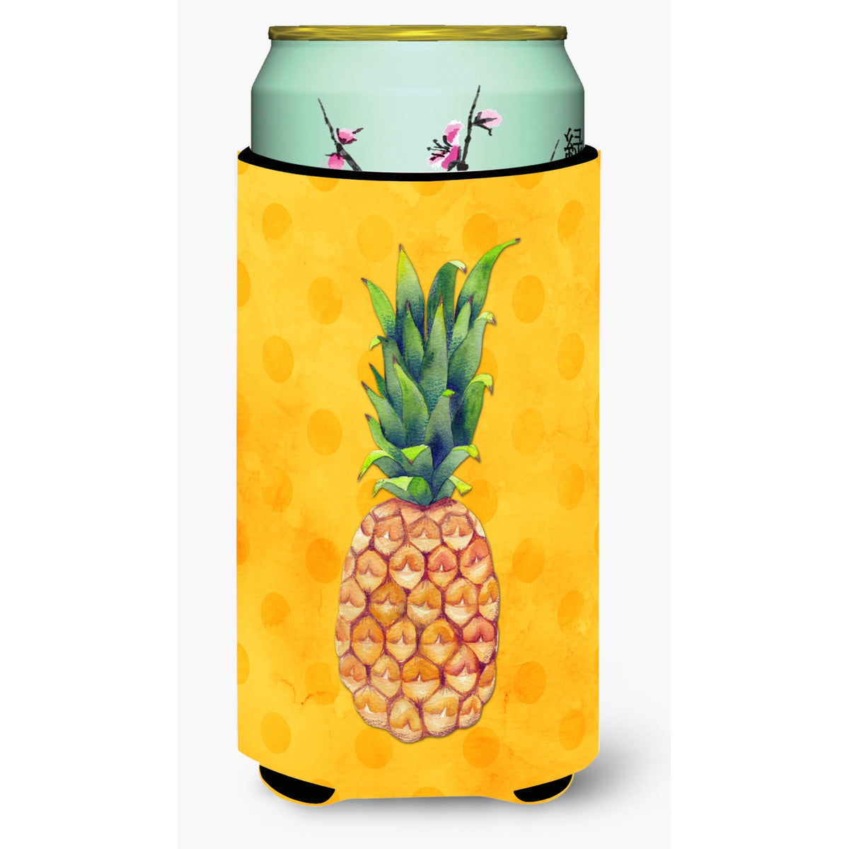'Caroline'S Treasures Pineapple Yellow Polkadot Beverage Insulator Hugger, Tall, Multicolor''