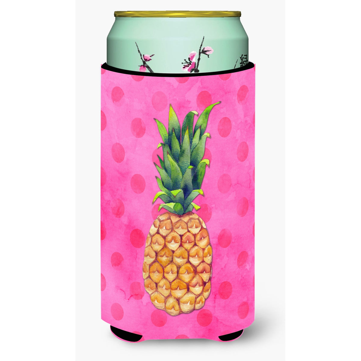 'Caroline'S Treasures Pineapple Pink Polkadot Beverage Insulator Hugger, Tall, Multicolor''