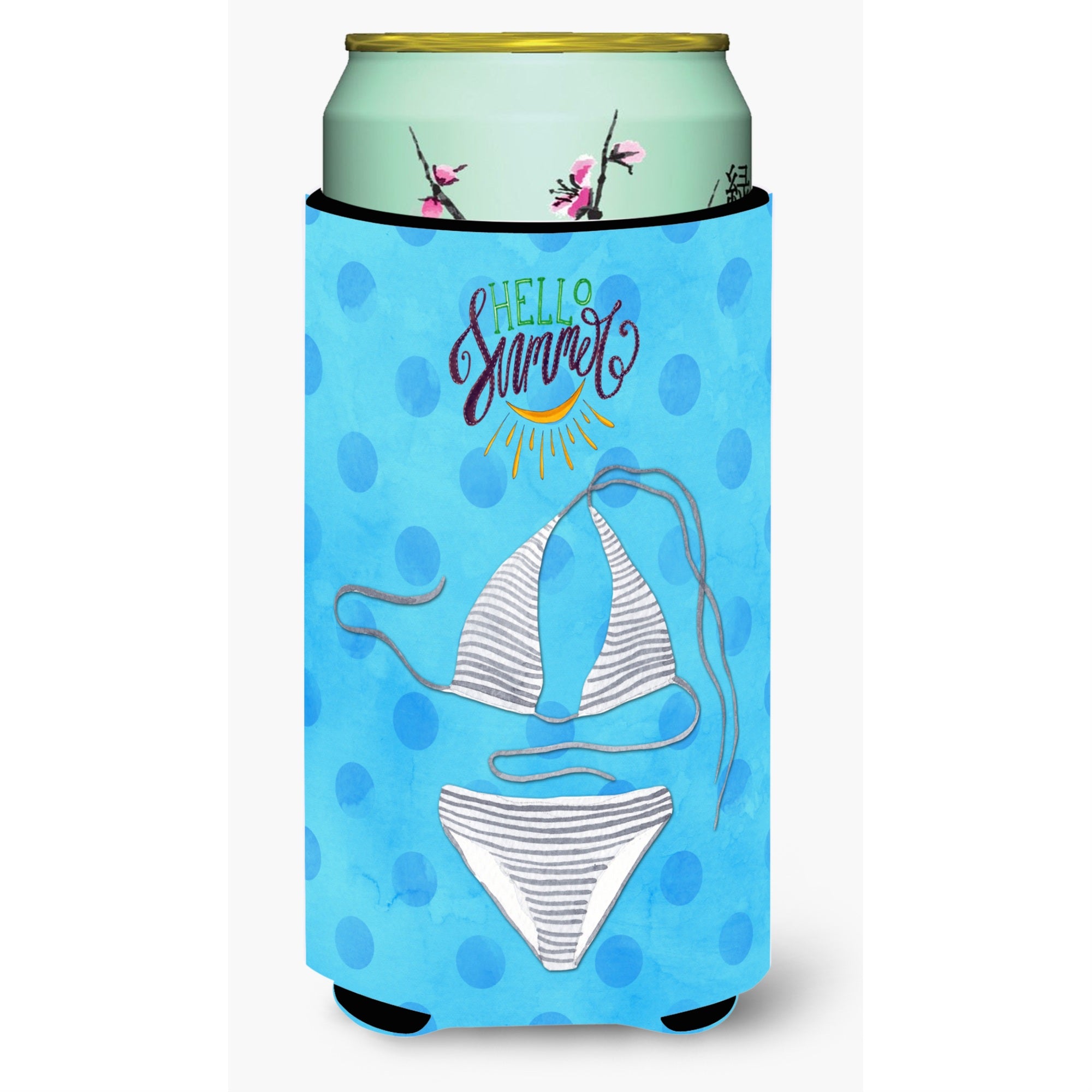 'Caroline'S Treasures Bikini Swimsuit Blue Polkadot Beverage Insulator Hugger, Tall, Multicolor''