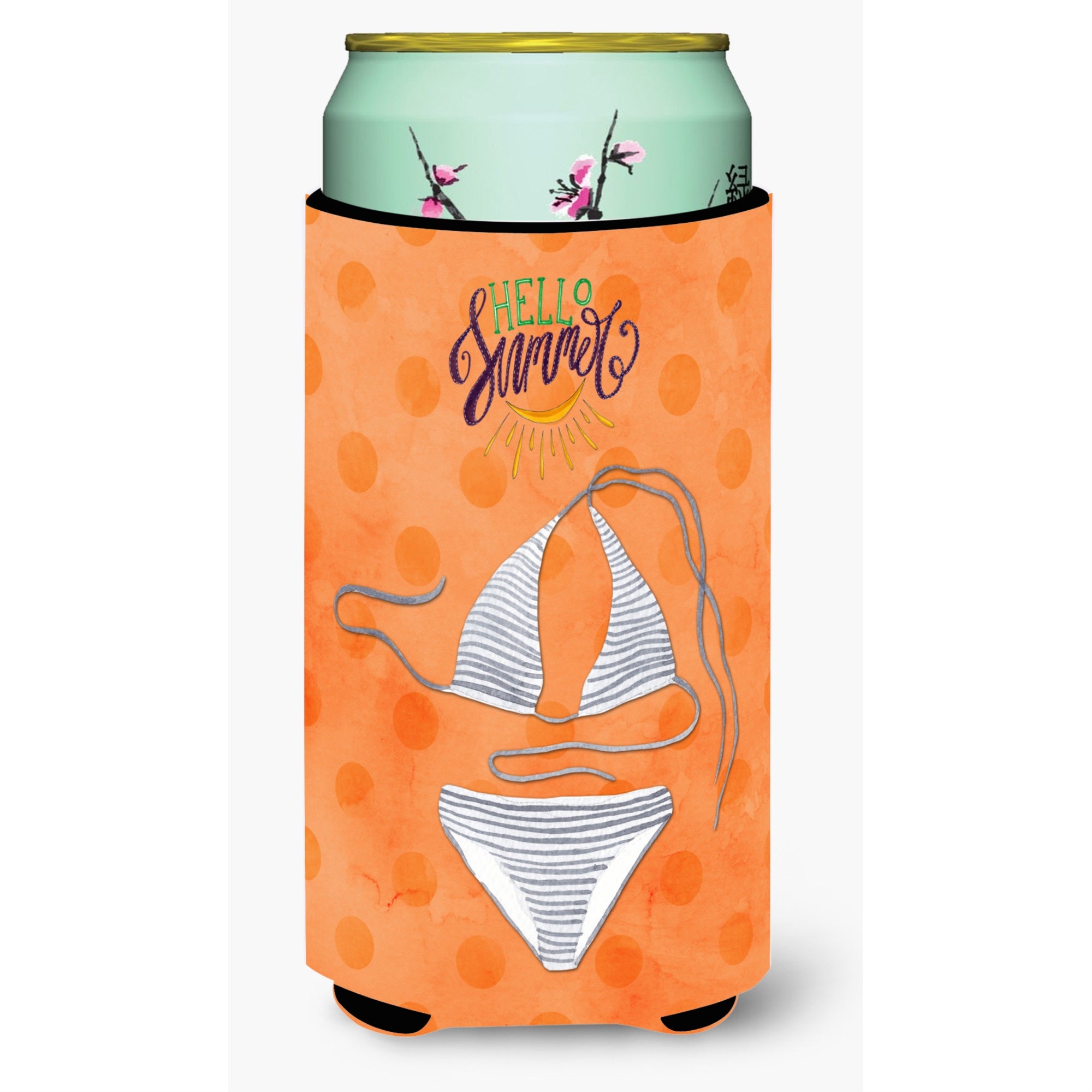 'Caroline'S Treasures Bikini Swimsuit Orange Polkadot Beverage Insulator Hugger, Tall, Multicolor''
