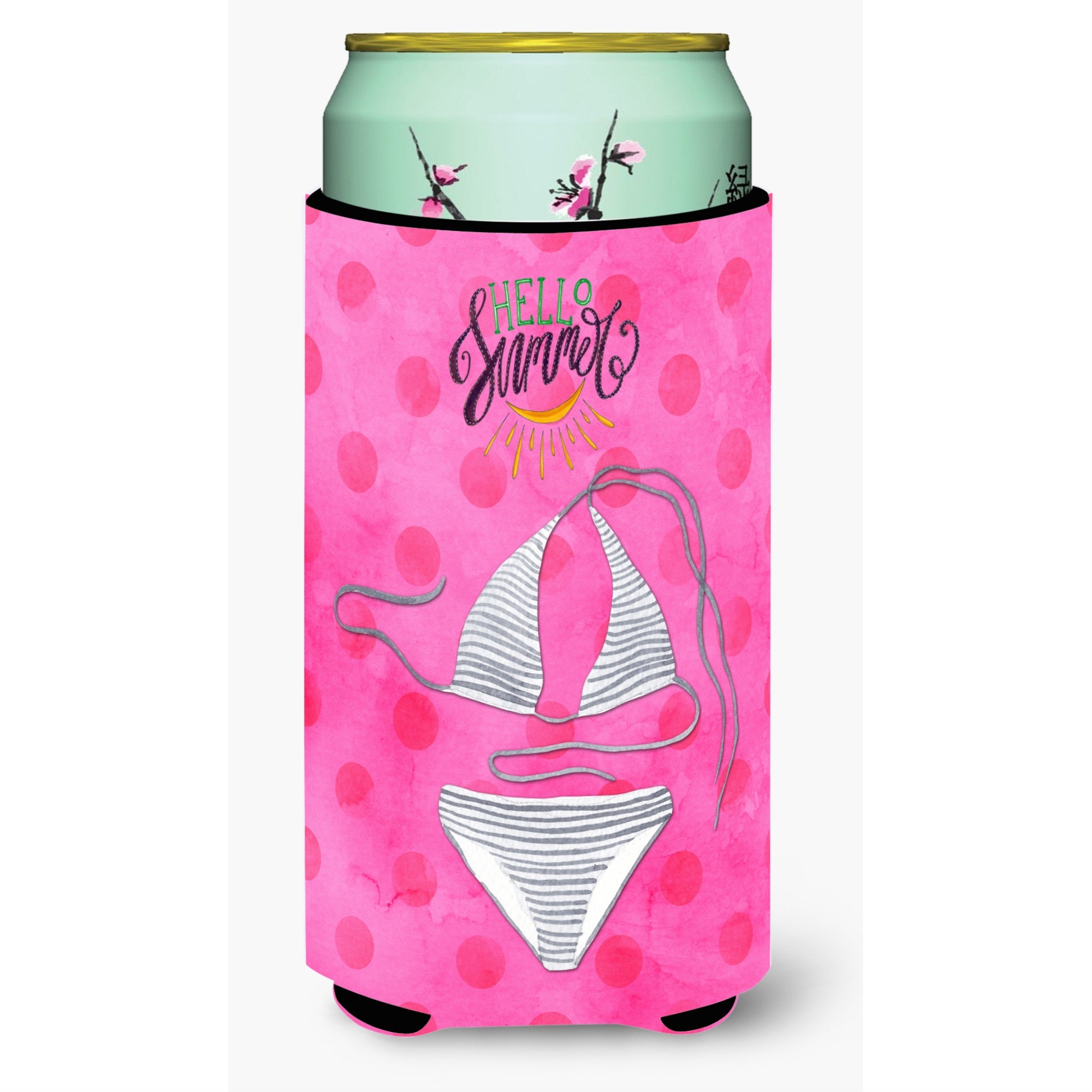 'Caroline'S Treasures Bikini Swimsuit Pink Polkadot Beverage Insulator Hugger, Tall, Multicolor''