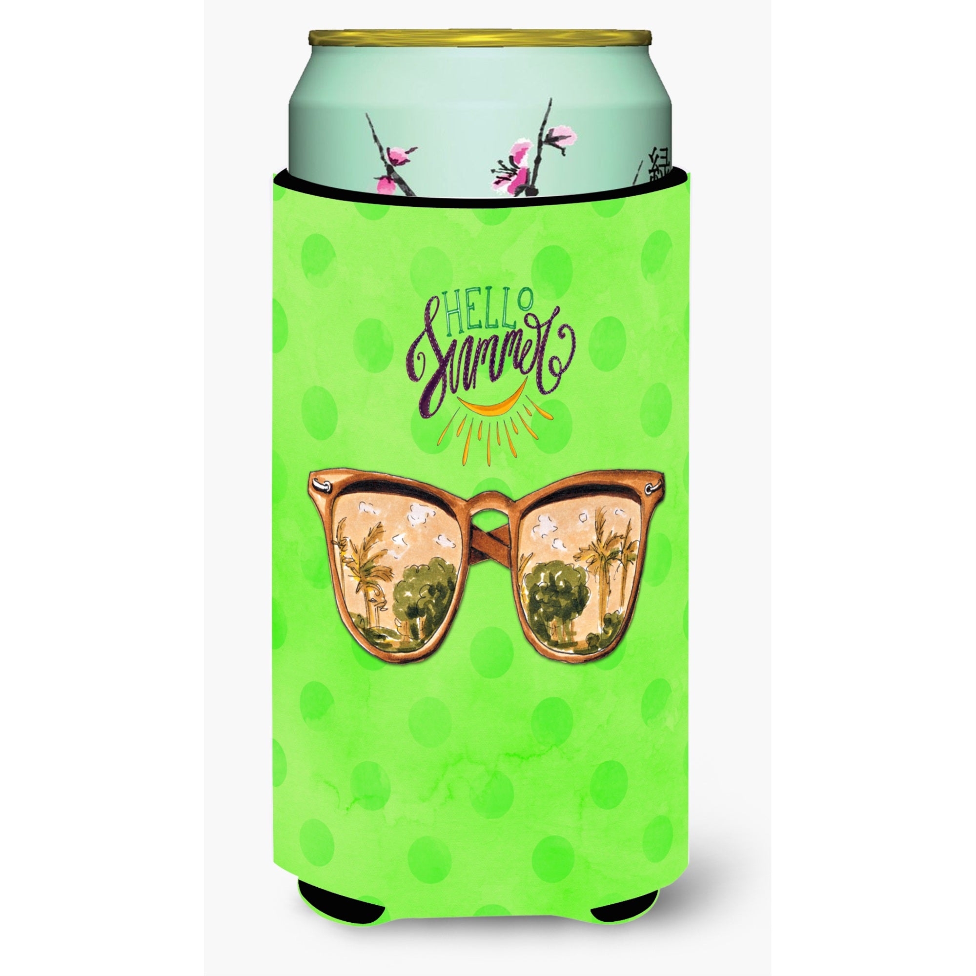 'Caroline'S Treasures Beach Sunglasses Green Polkadot Beverage Insulator Hugger, Tall, Multicolor''