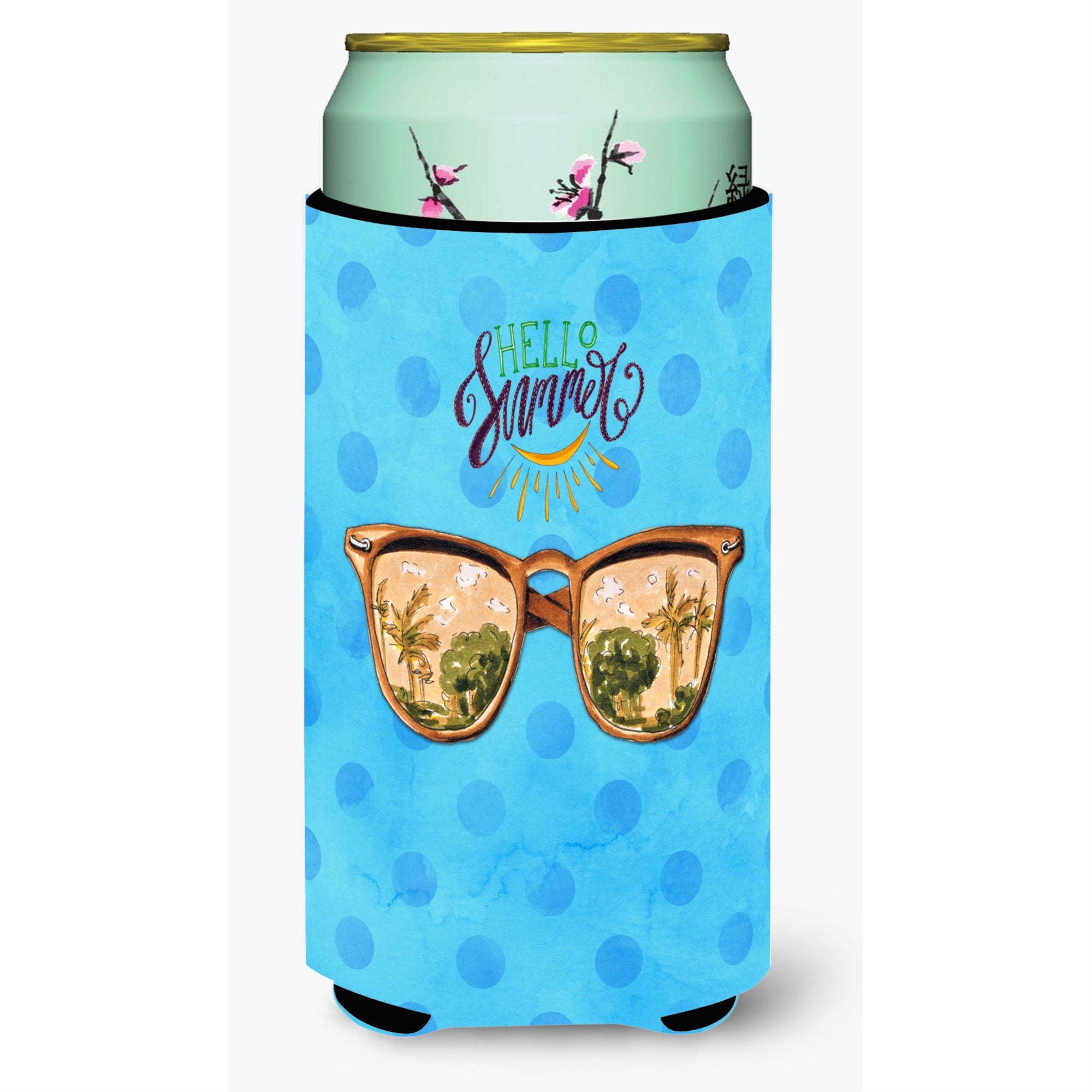 'Caroline'S Treasures Beach Sunglasses Blue Polkadot Beverage Insulator Hugger, Tall, Multicolor''
