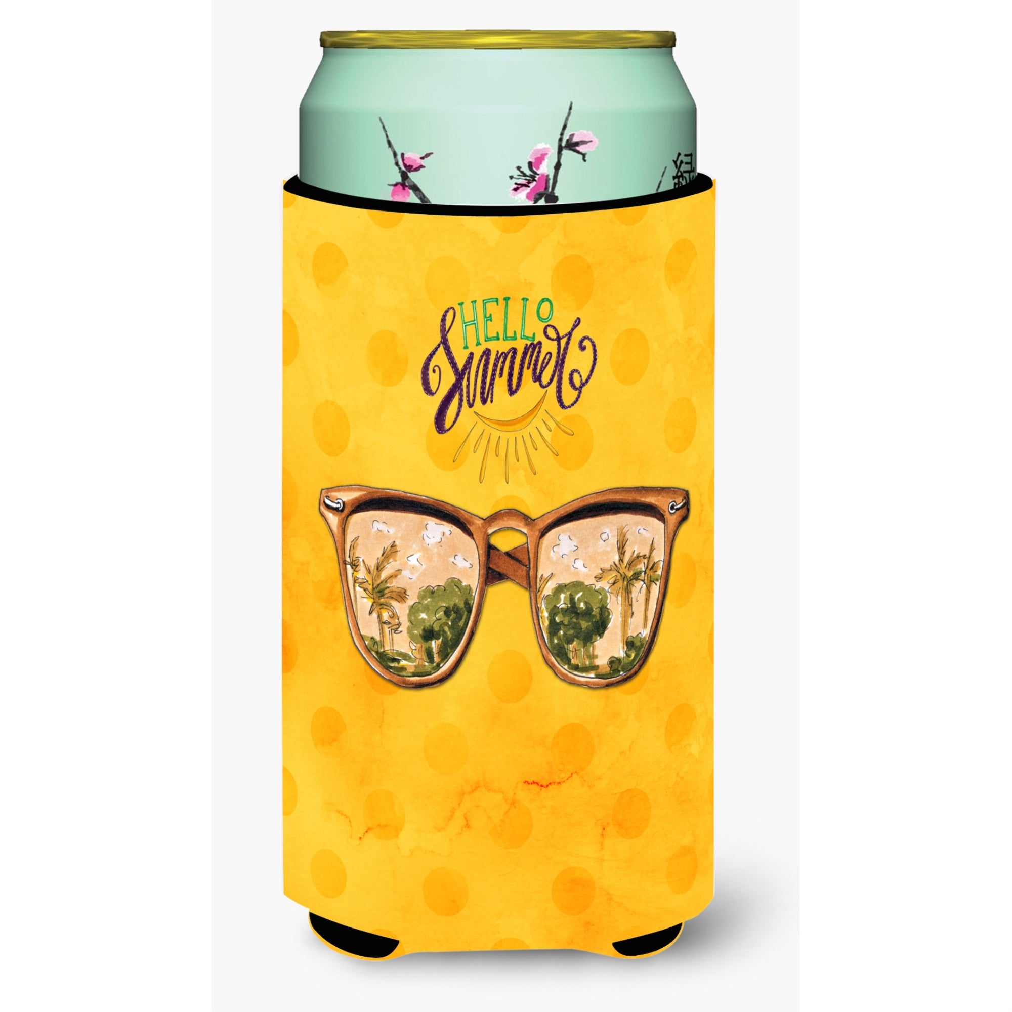 'Caroline'S Treasures Beach Sunglasses Yellow Polkadot Beverage Insulator Hugger, Tall, Multicolor''