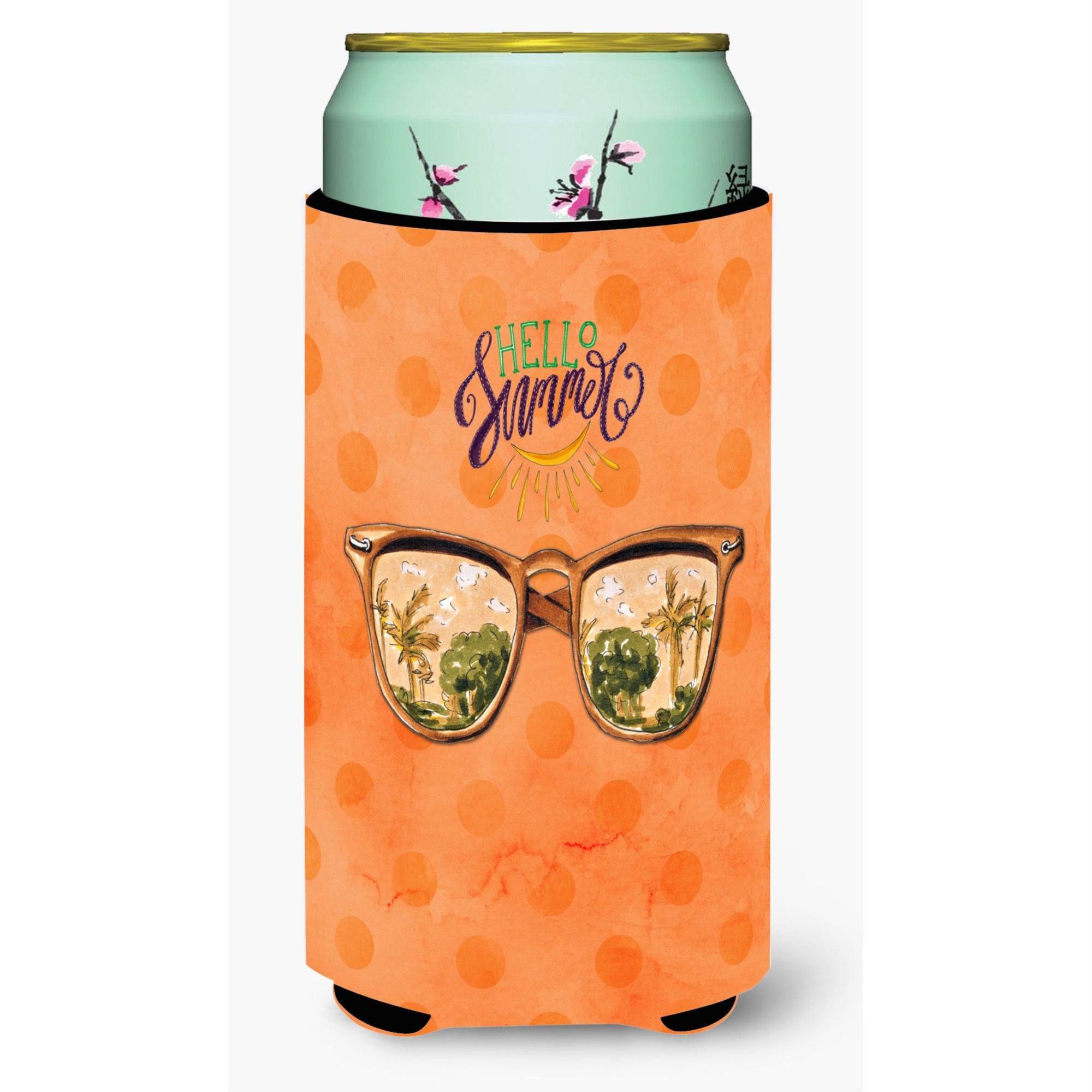 'Caroline'S Treasures Beach Sunglasses Orange Polkadot Beverage Insulator Hugger, Tall, Multicolor''