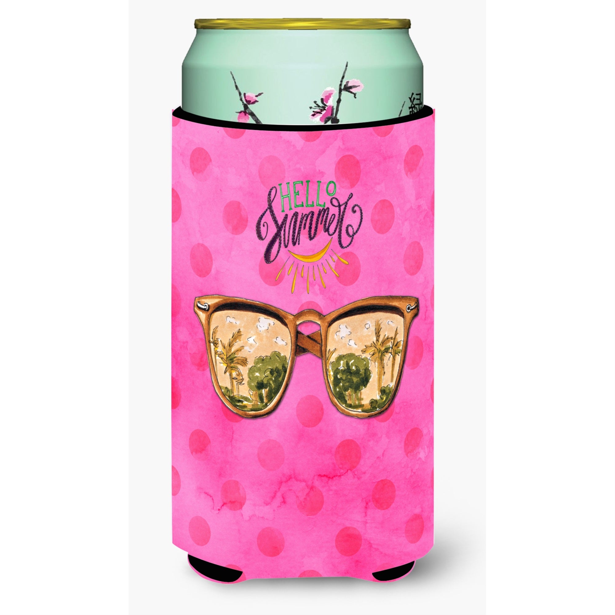 'Caroline'S Treasures Beach Sunglasses Pink Polkadot Beverage Insulator Hugger, Tall, Multicolor''