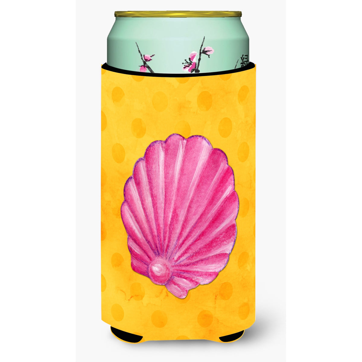 'Caroline'S Treasures Pink Sea Shell Yellow Polkadot Beverage Insulator Hugger, Tall, Multicolor''