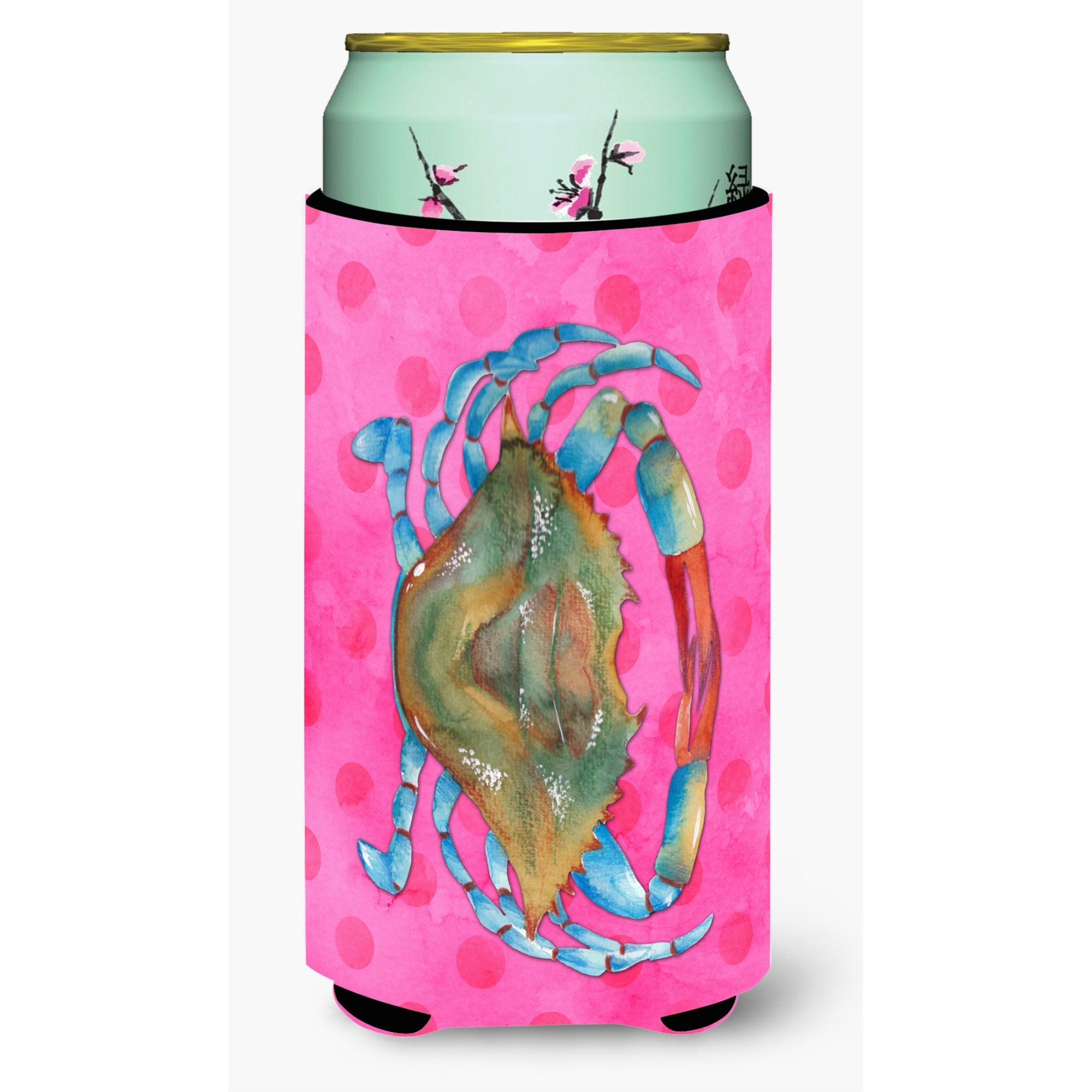 'Caroline'S Treasures Blue Crab Pink Polkadot Beverage Insulator Hugger, Tall, Multicolor''