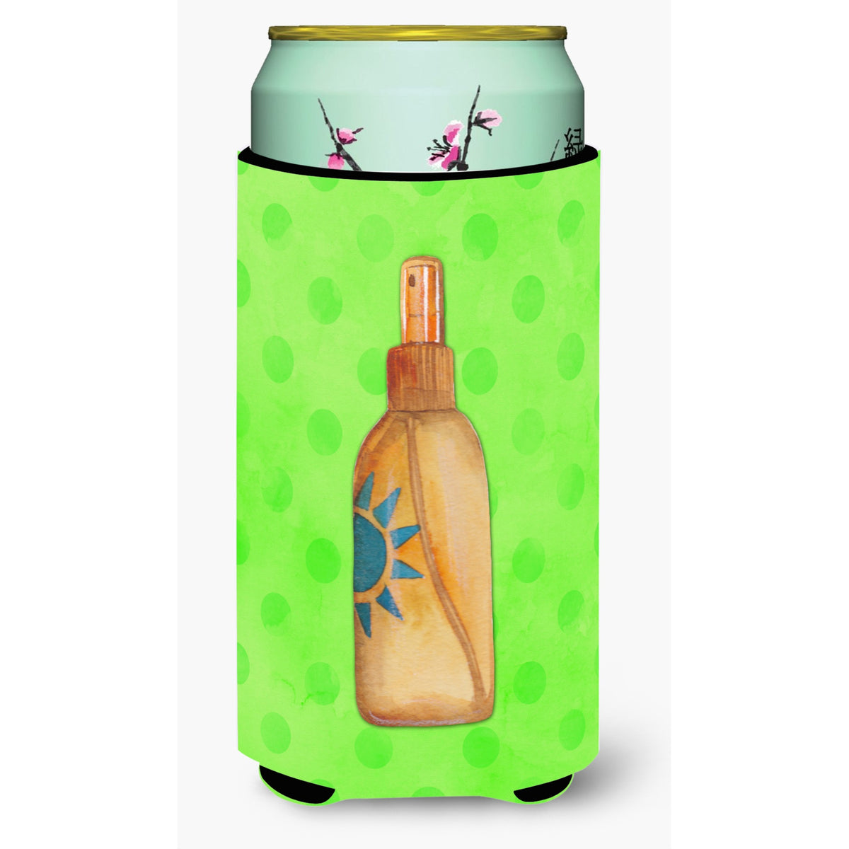 'Caroline'S Treasures Message In A Bottle Green Polkadot Beverage Insulator Hugger, Tall, Multicolor''