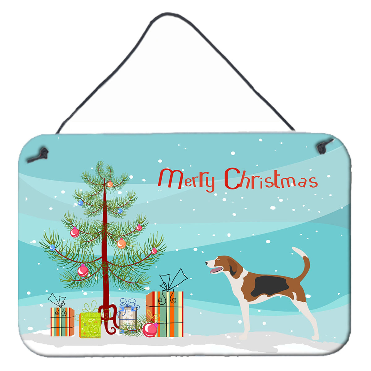 'Caroline'S Treasures American Foxhound Metal Print, 8Hx12W, Christmas Tree''