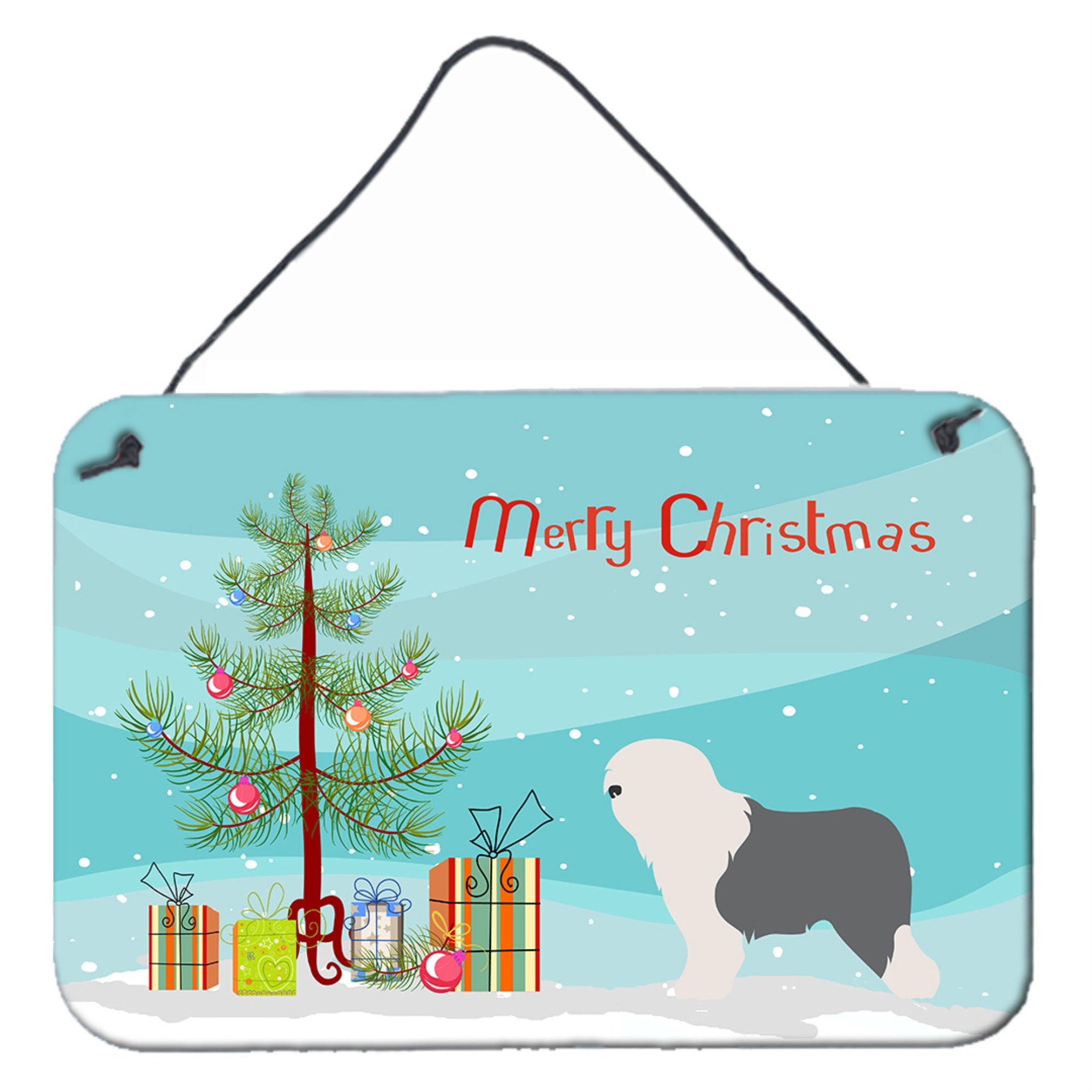 'Caroline'S Treasures Old English Sheepdog Bobtail Metal Print, 8'''' X 12'''', Christmas Tree''