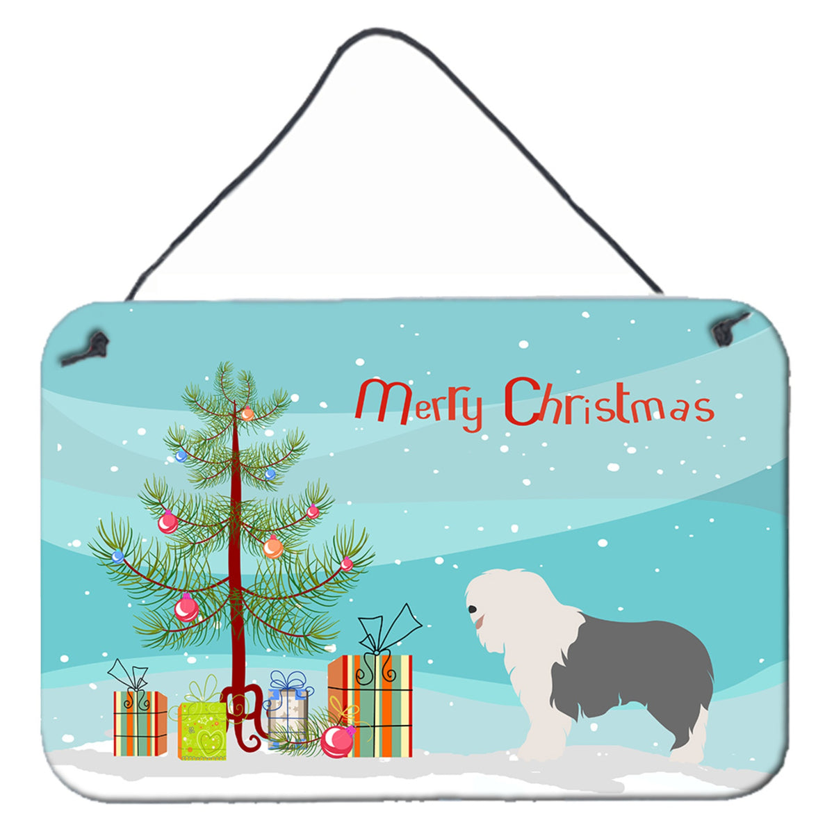 'Caroline'S Treasures Old English Sheepdog Metal Print, 8Hx12W, Christmas Tree''